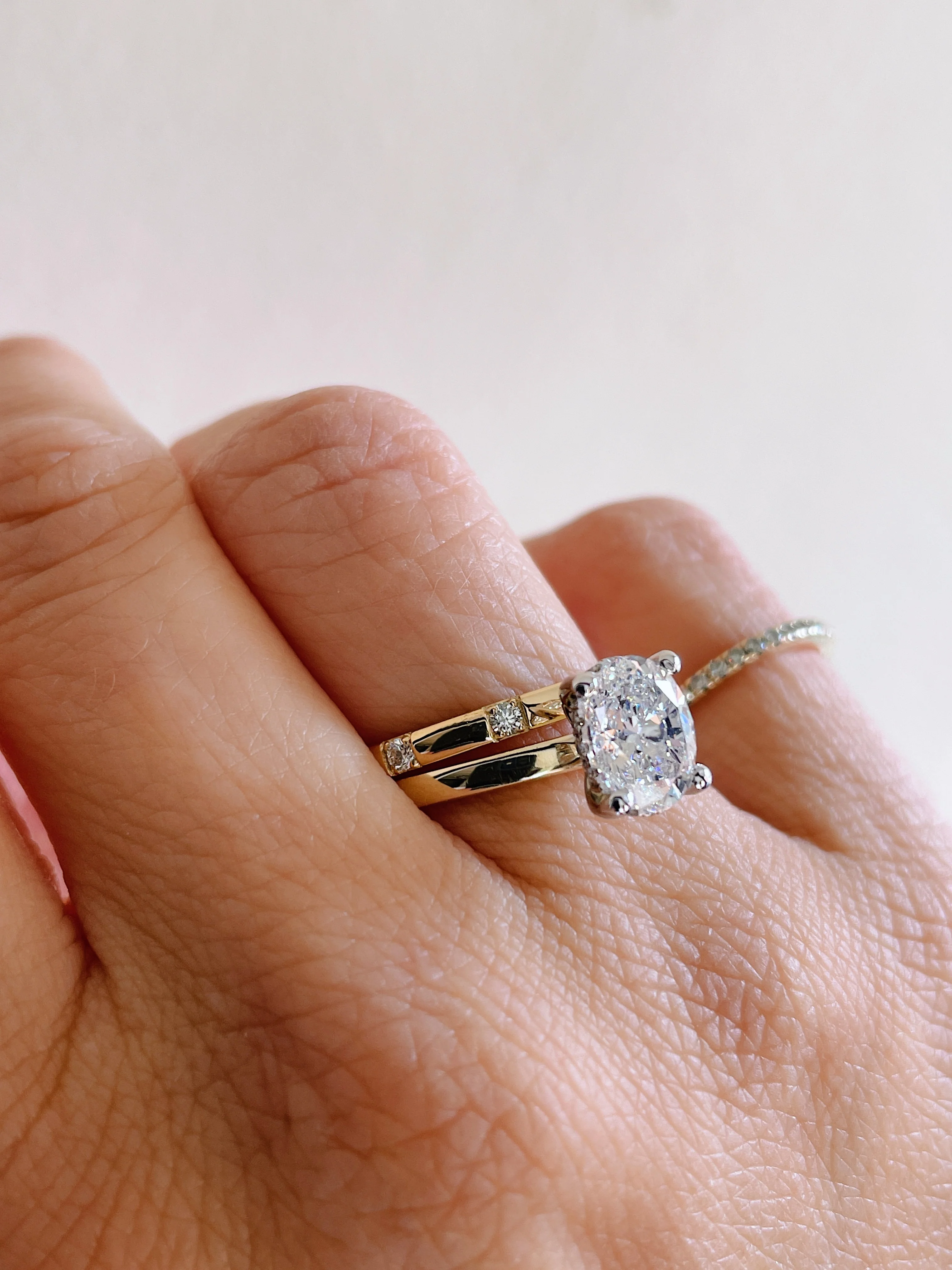 14k Yellow Gold Domed Diamond Station Band - Image 5