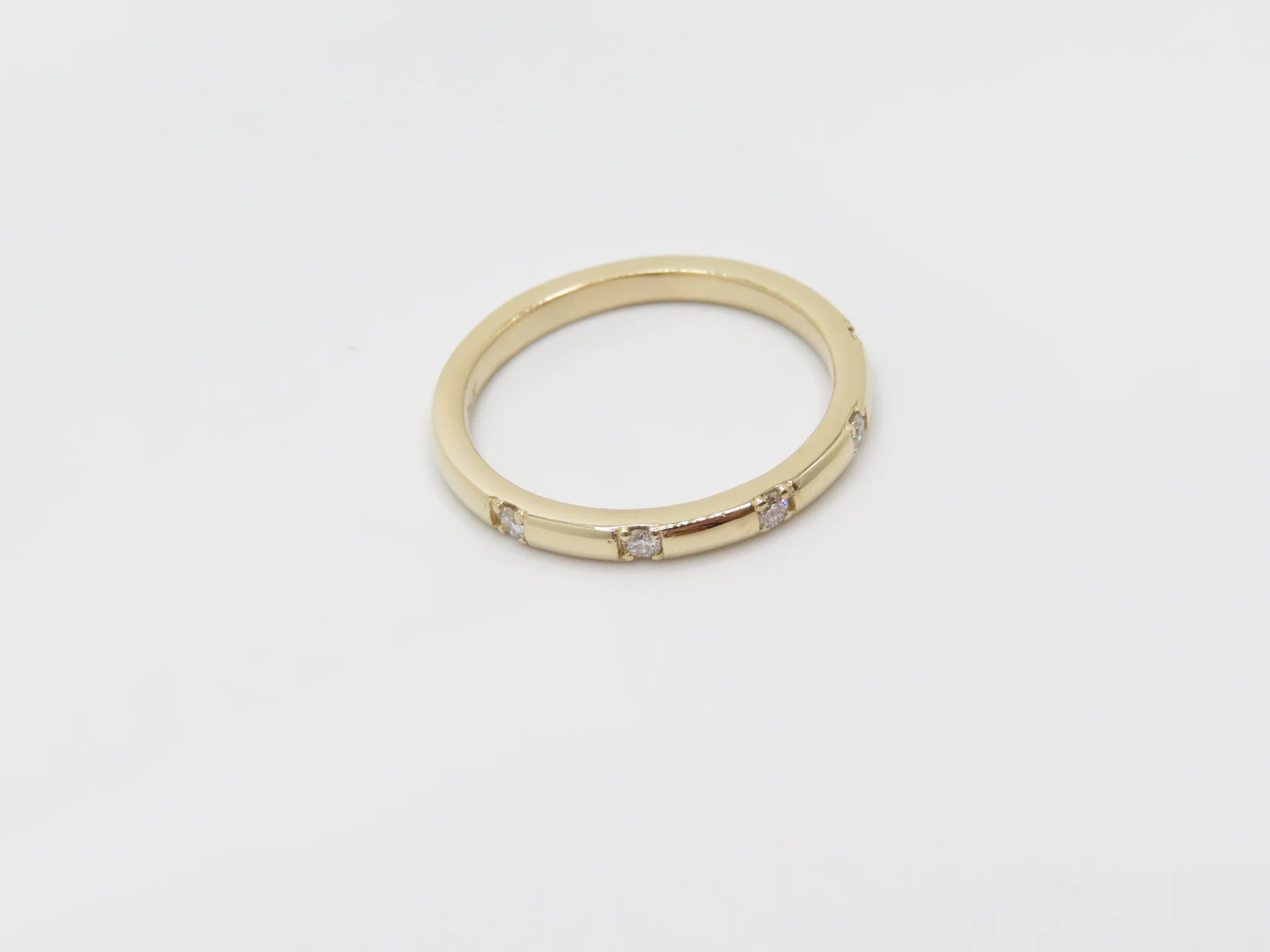 14k Yellow Gold Domed Diamond Station Band - Image 6