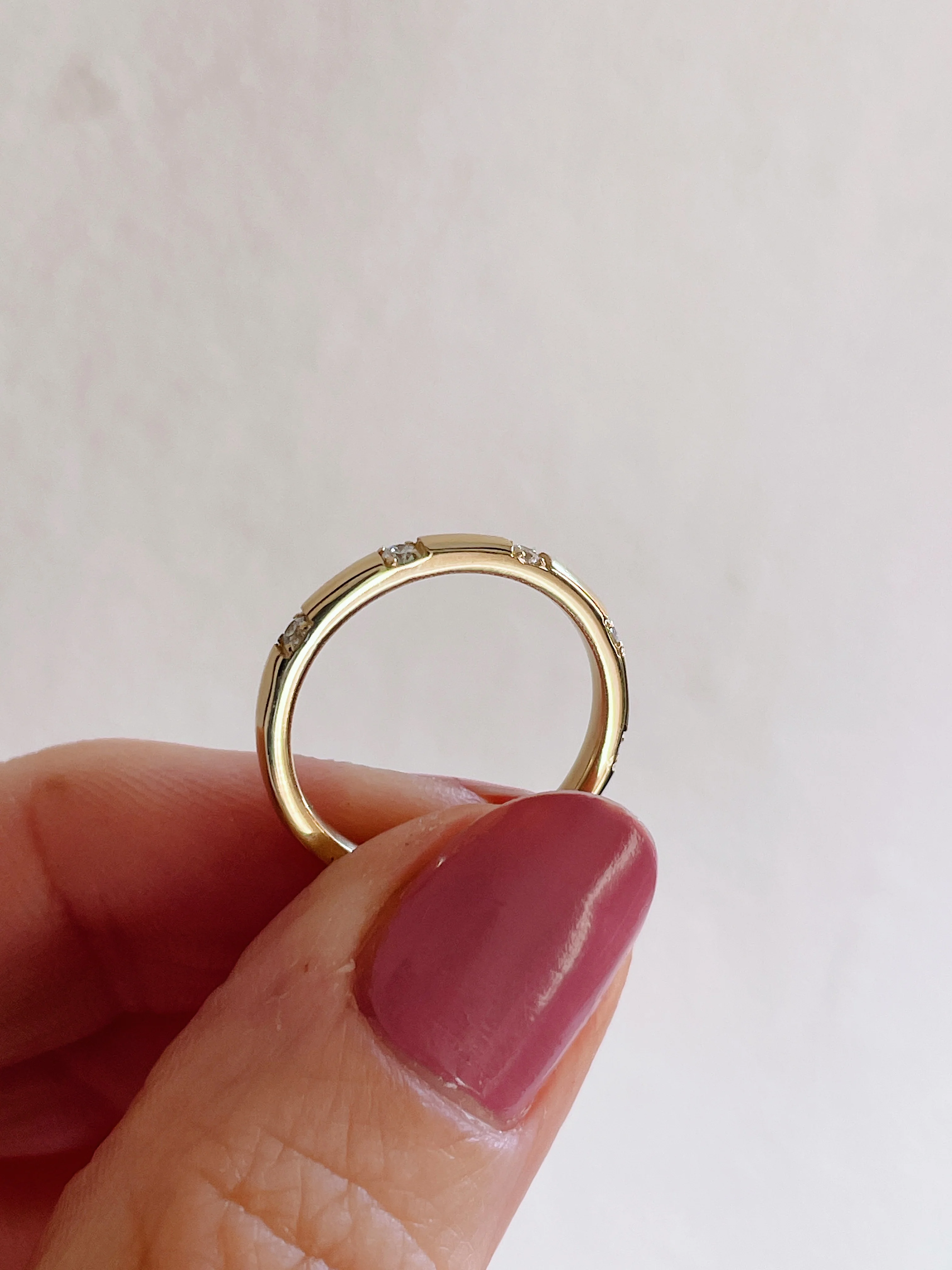 14k Yellow Gold Domed Diamond Station Band - Image 7