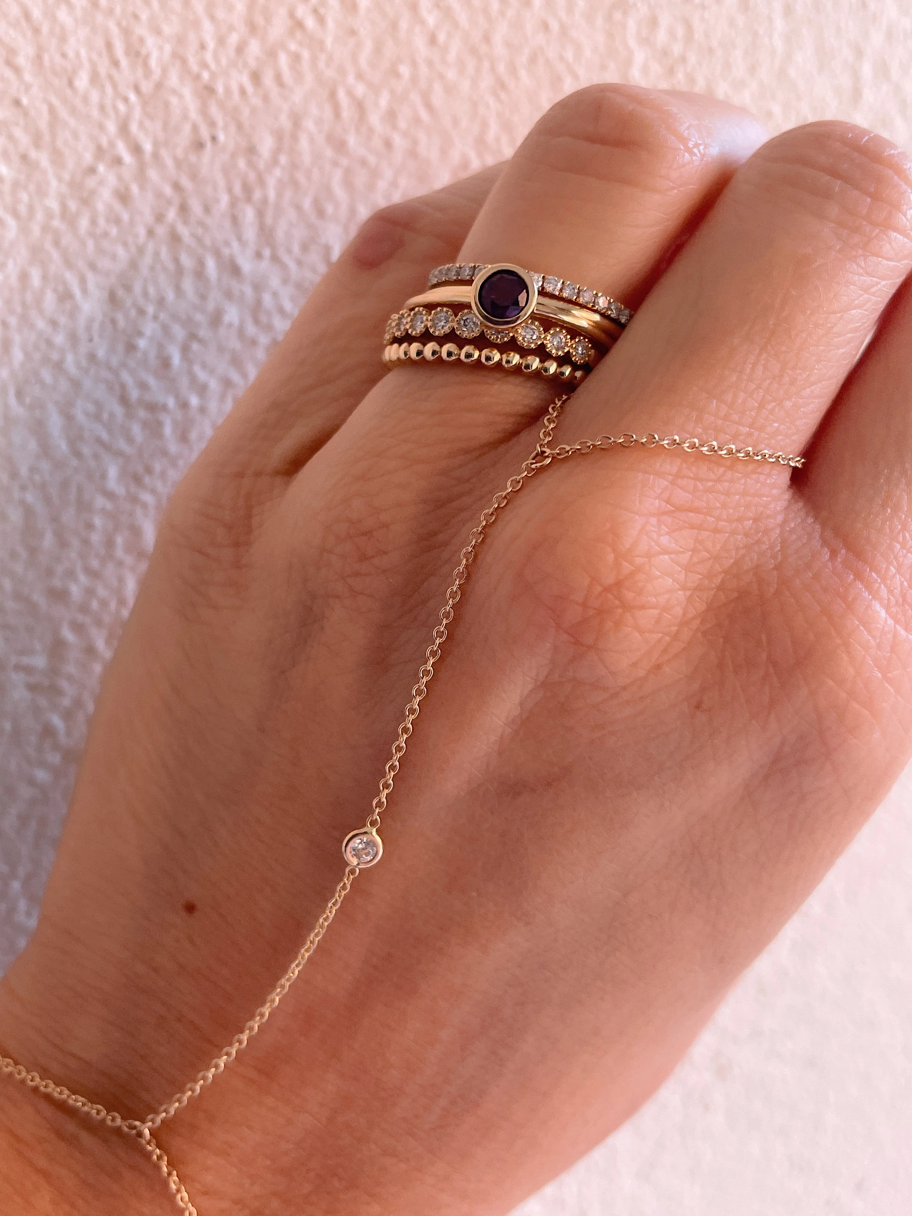 14k Yellow Gold Hand Chain Bracelet - Image 2