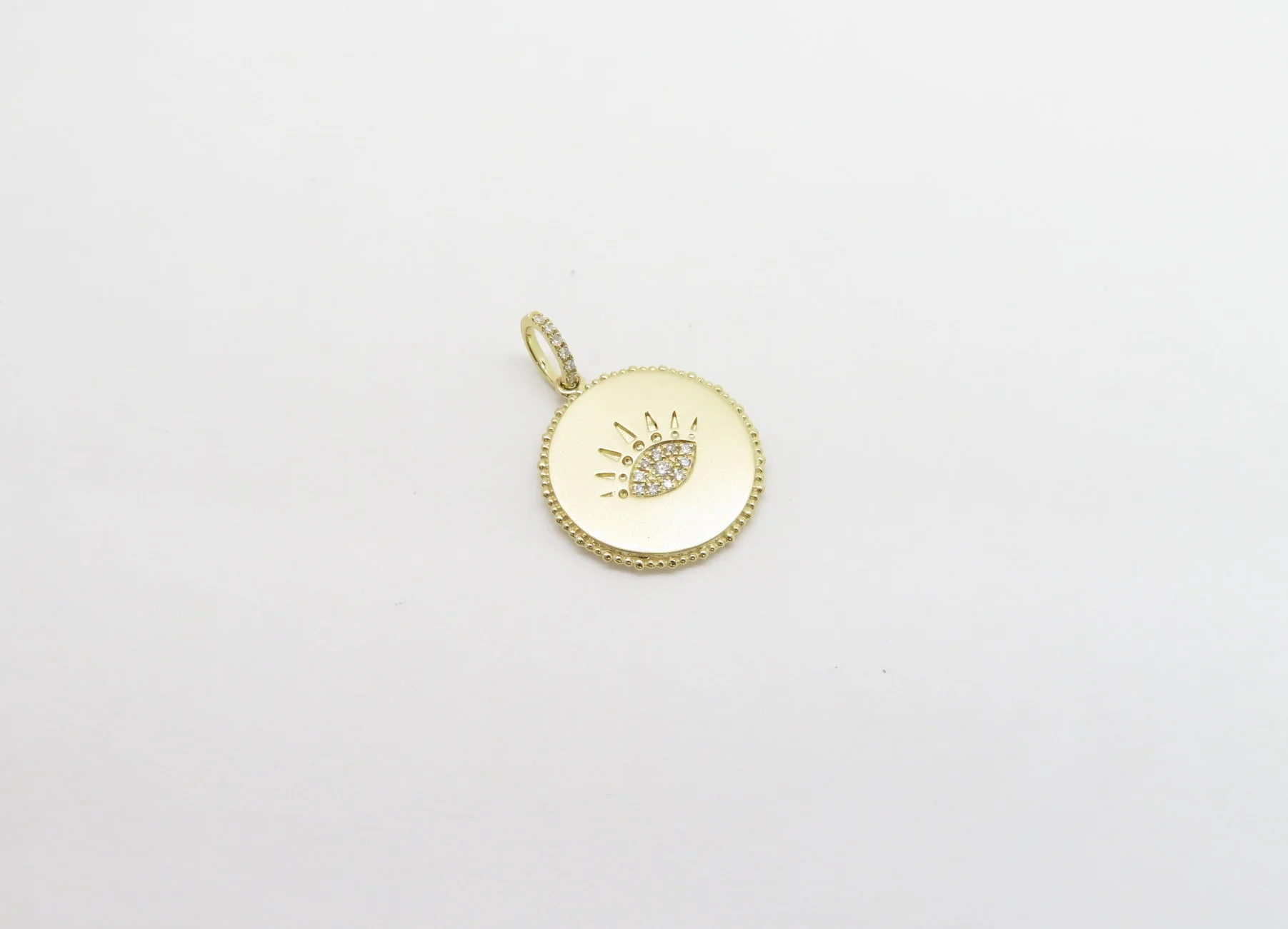 14k Yellow Gold Diamond Mati Pendant - Image 3