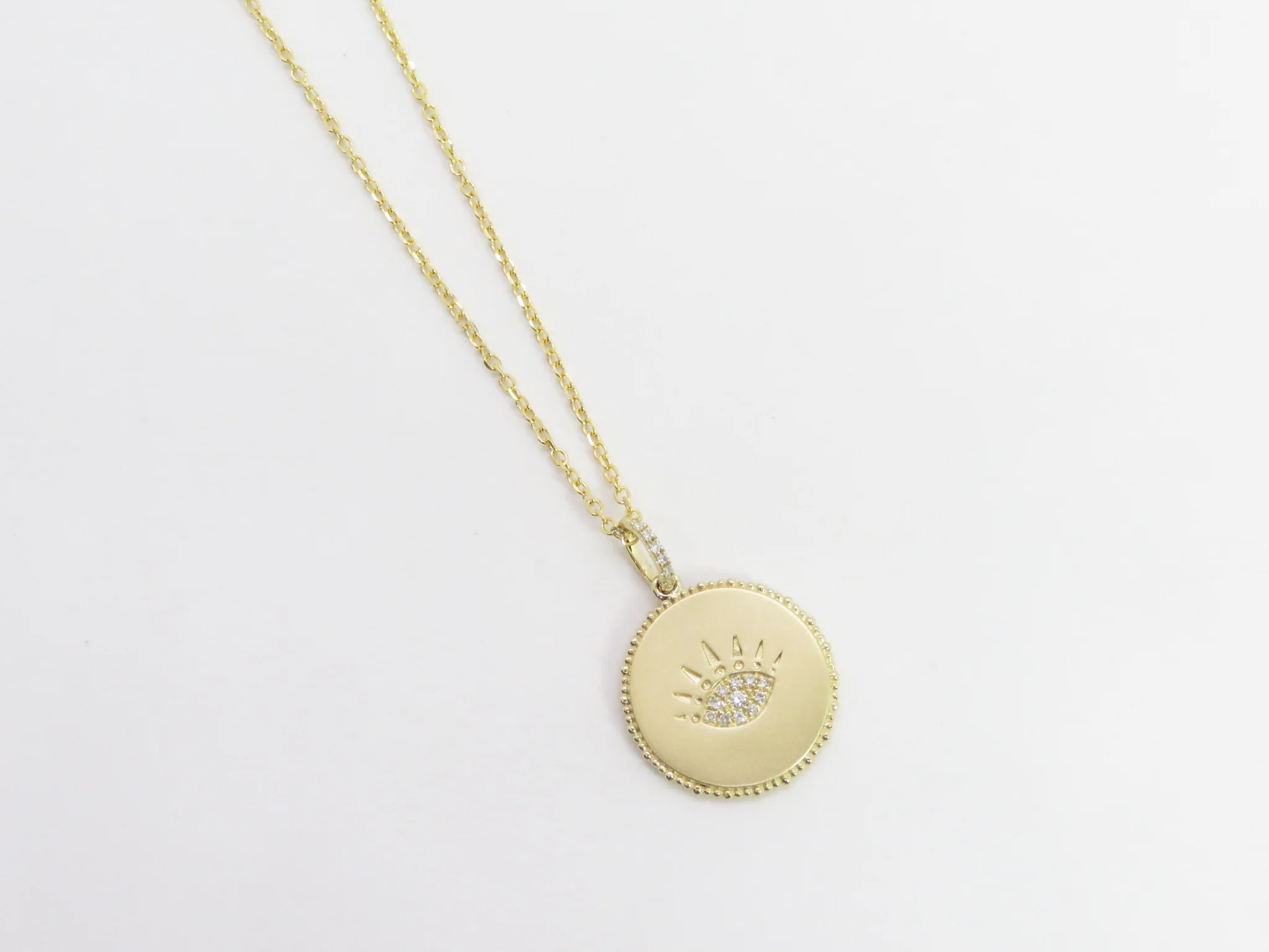 14k Yellow Gold Diamond Mati Pendant - Image 4