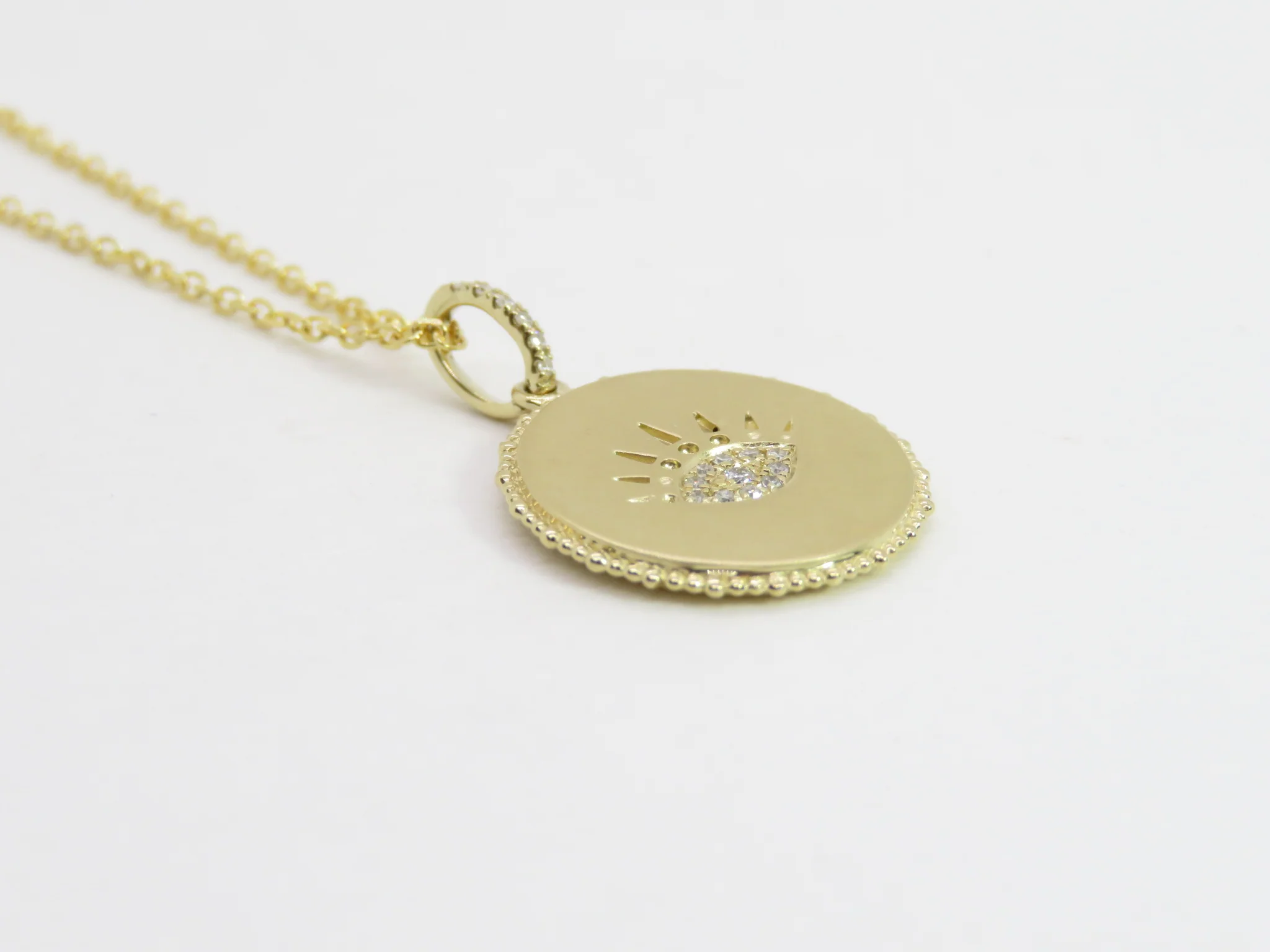 14k Yellow Gold Diamond Mati Pendant - Image 5