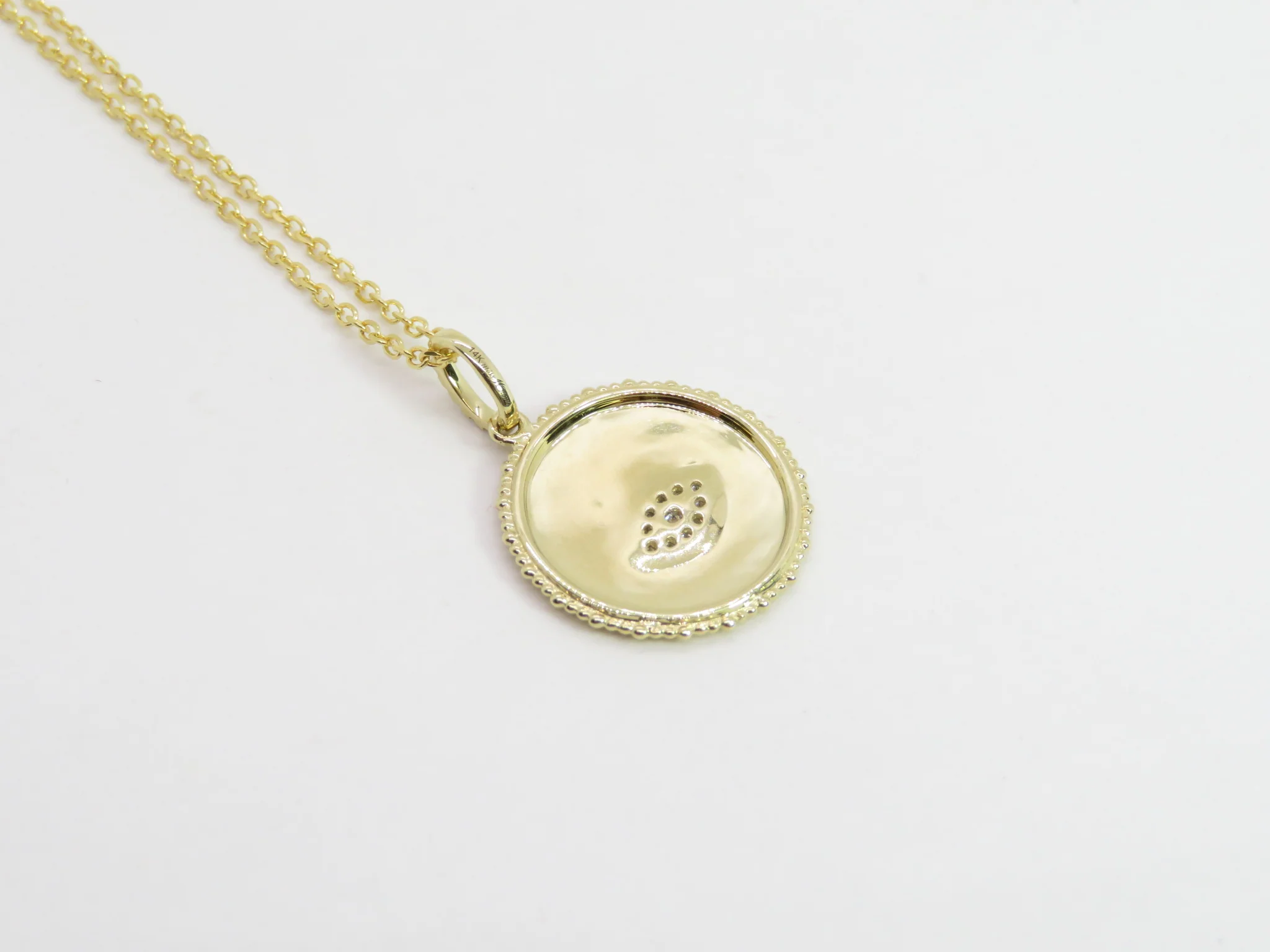 14k Yellow Gold Diamond Mati Pendant - Image 6