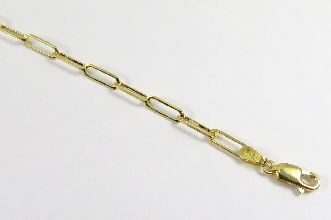 14k Yellow Gold Classic Paperclip Bracelet - Image 3