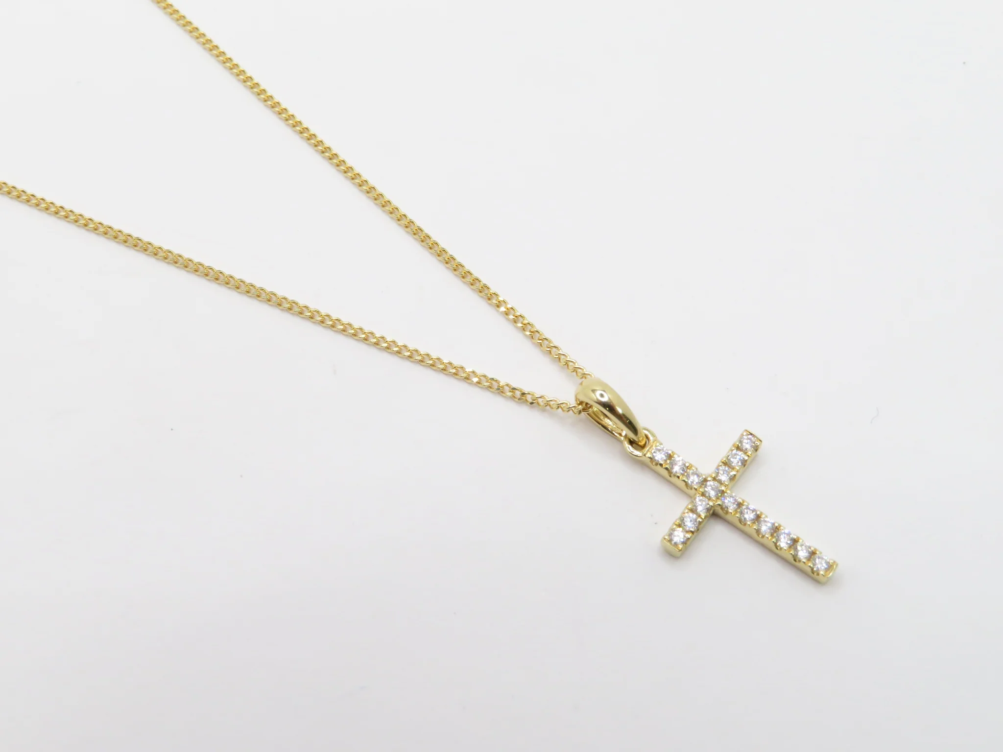 18k Micro Pavé Diamond Cross Necklace