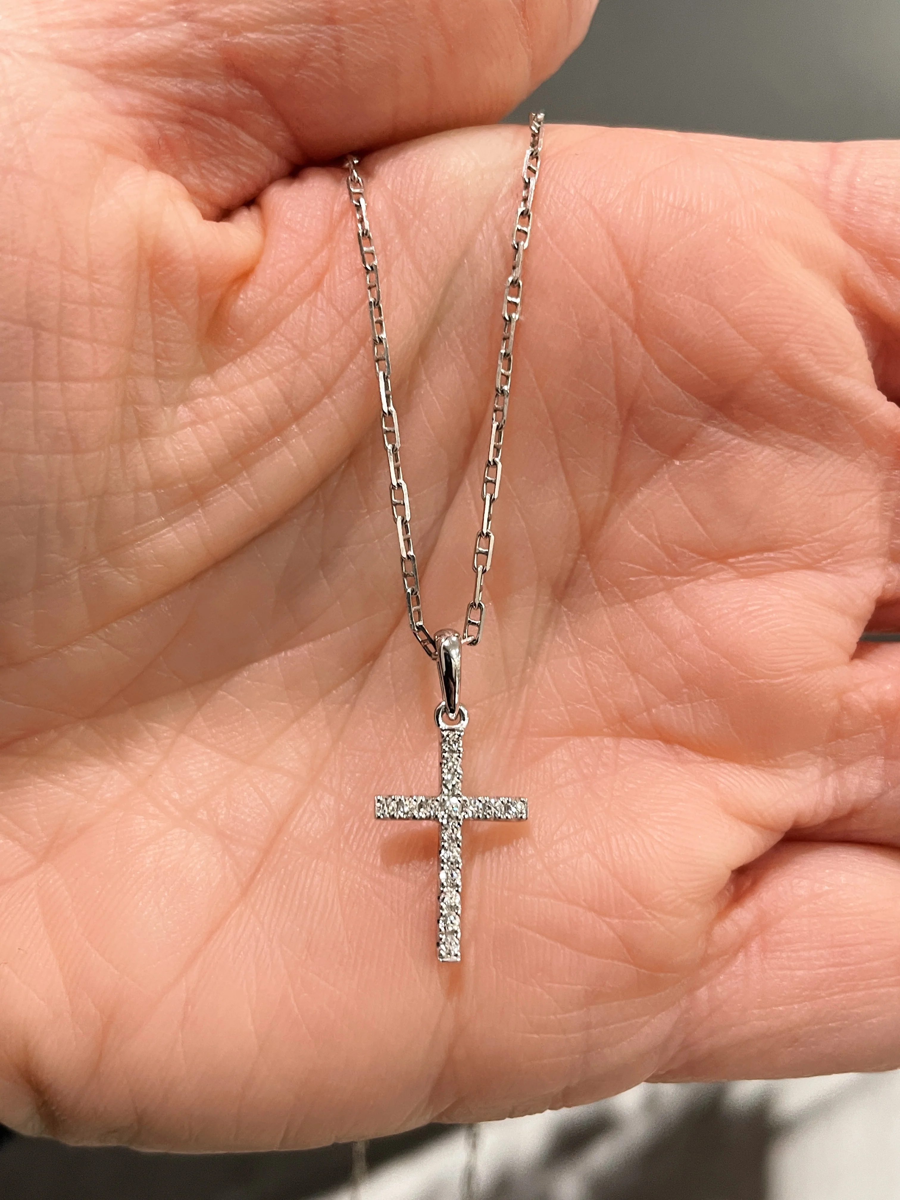 18k Micro Pavé Diamond Cross Necklace - Image 5