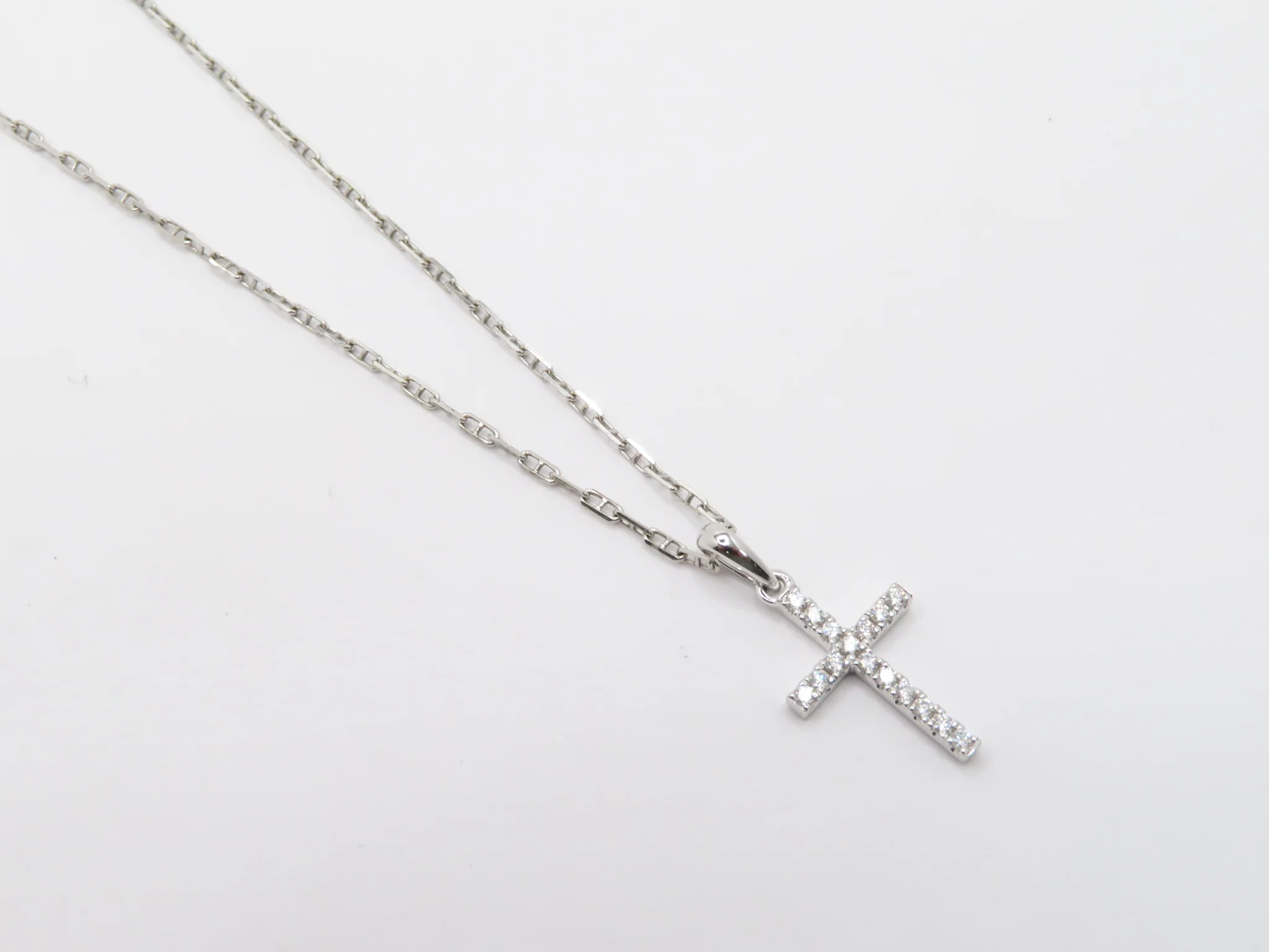 18k Micro Pavé Diamond Cross Necklace - Image 6