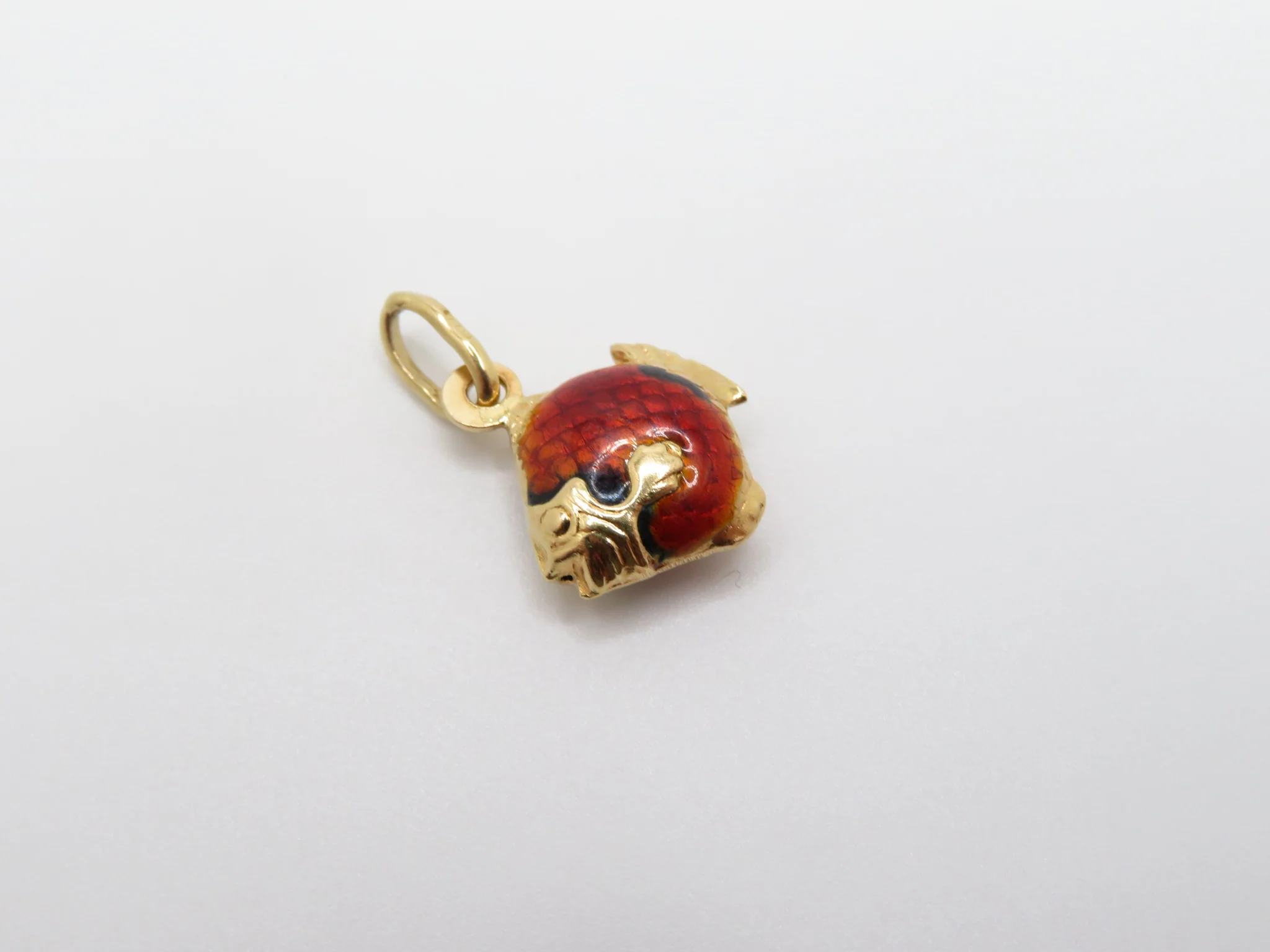 18k Red Enamel Blowfish Charm