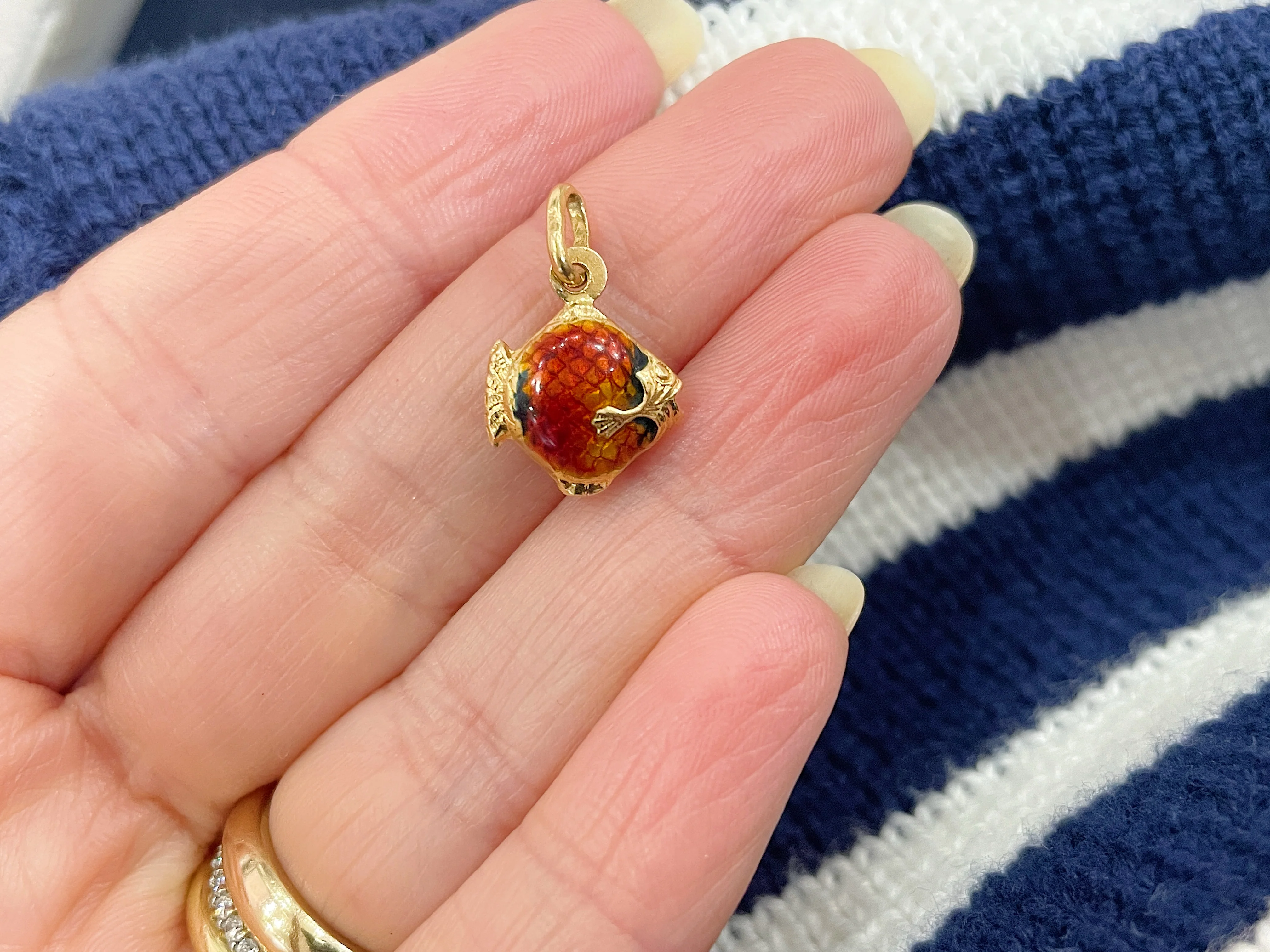 18k Red Enamel Blowfish Charm - Image 2
