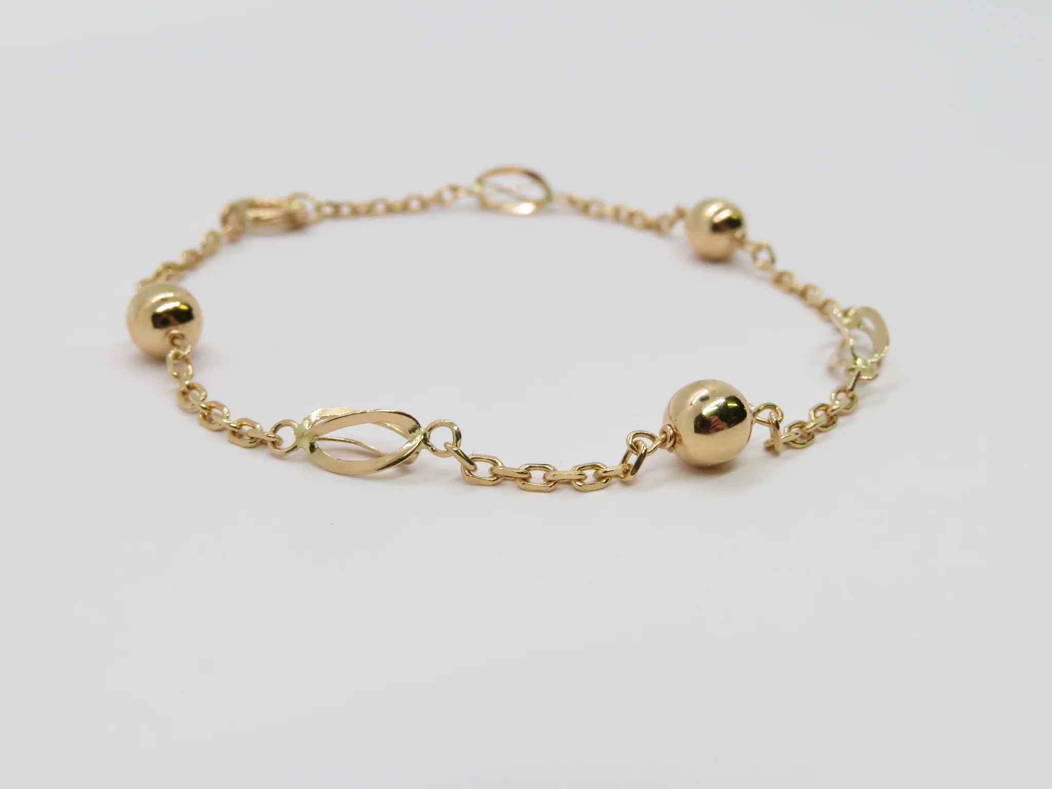 19.25k Yellow Gold Ball Spiral Chain Link Bracelet