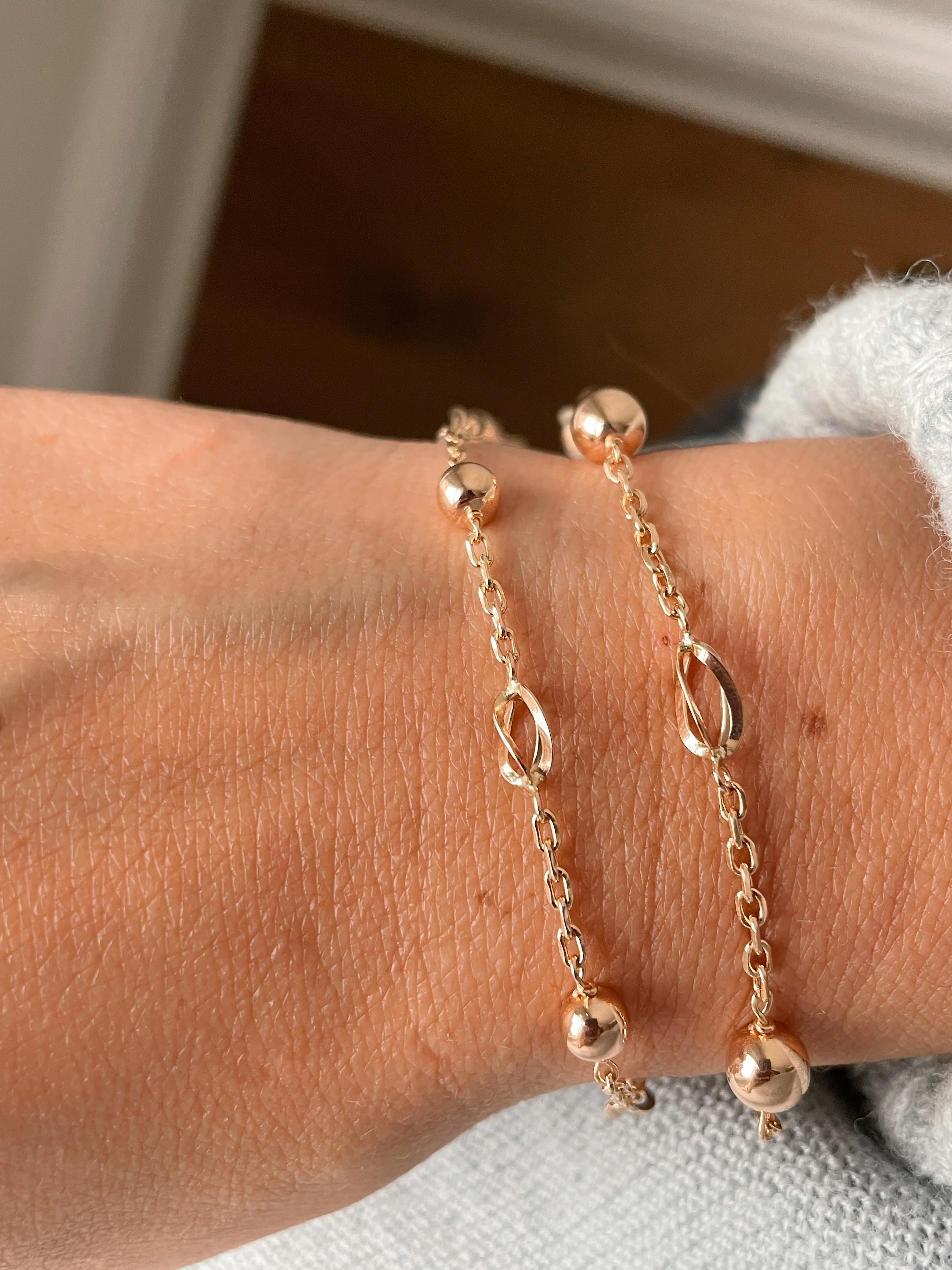 19.25k Yellow Gold Ball Spiral Chain Link Bracelet - Image 2
