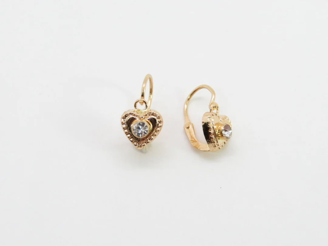 19.25k Yellow Gold Bead Trim Heart Earrings - Image 4