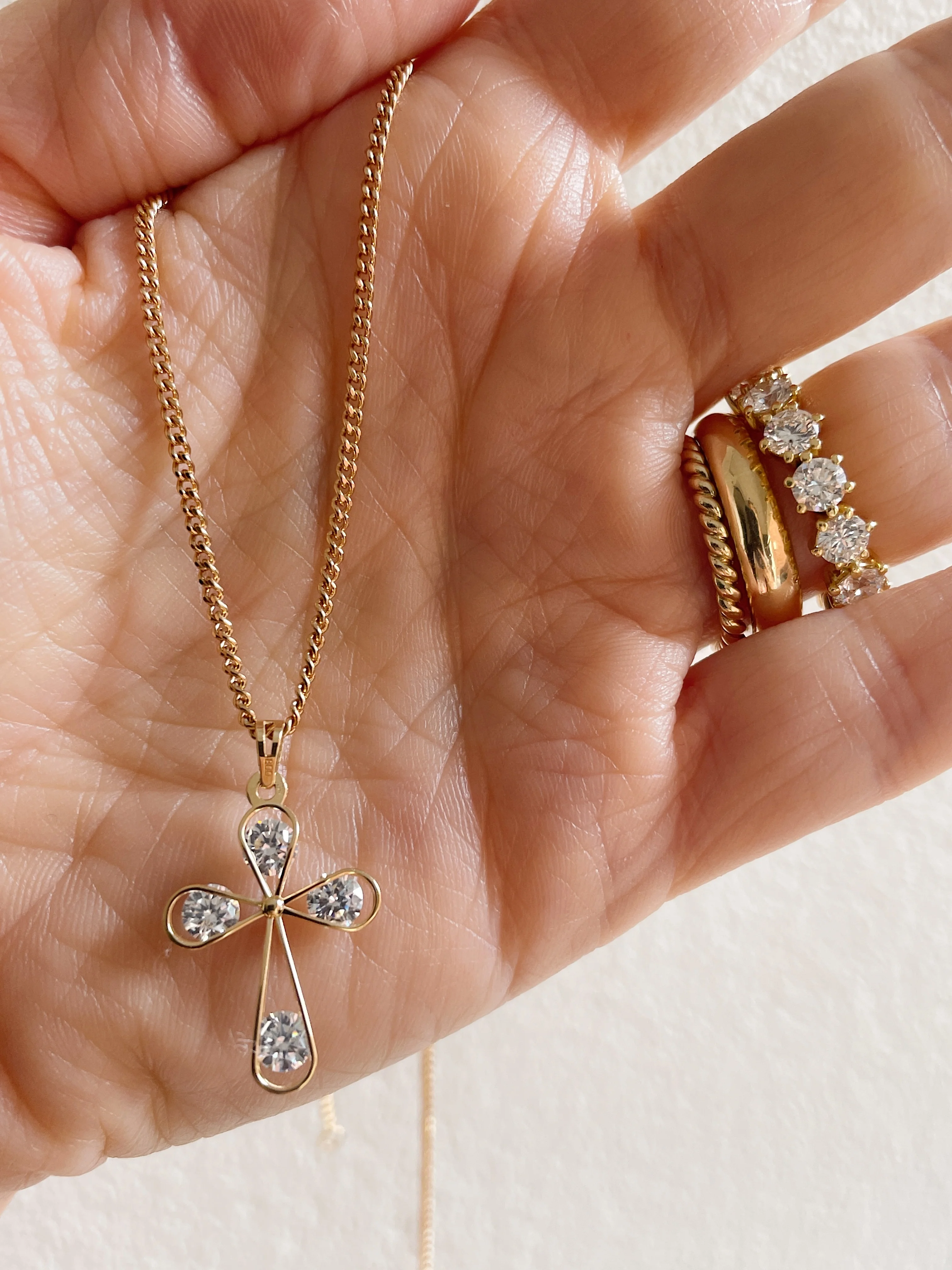 19.25k Yellow Gold Floating CZ Cross - Image 4