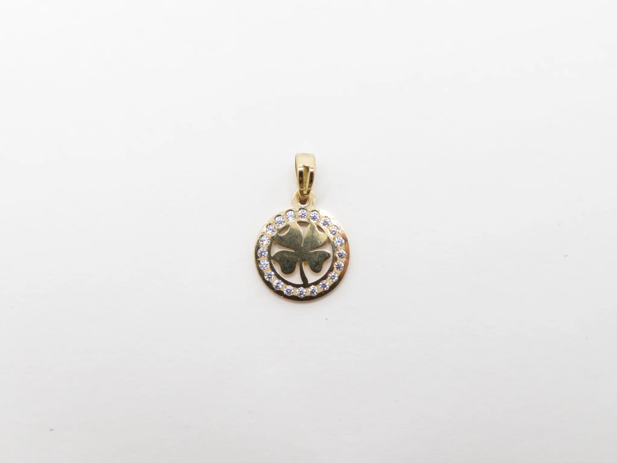 19.25k Yellow Gold Halo Clover Mini Tag - Image 3
