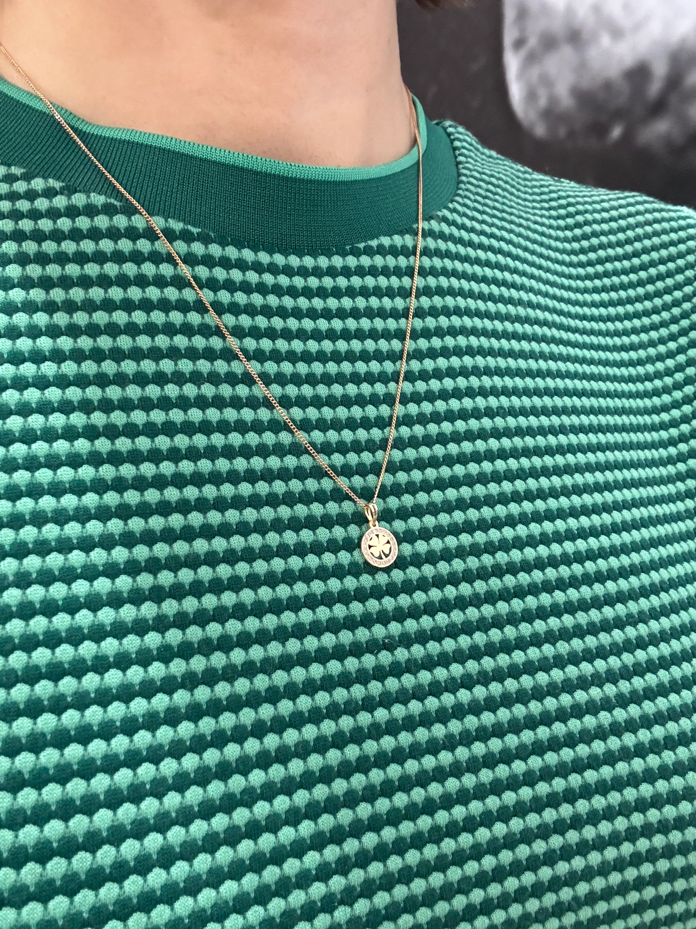 19.25k Yellow Gold Halo Clover Mini Tag - Image 4
