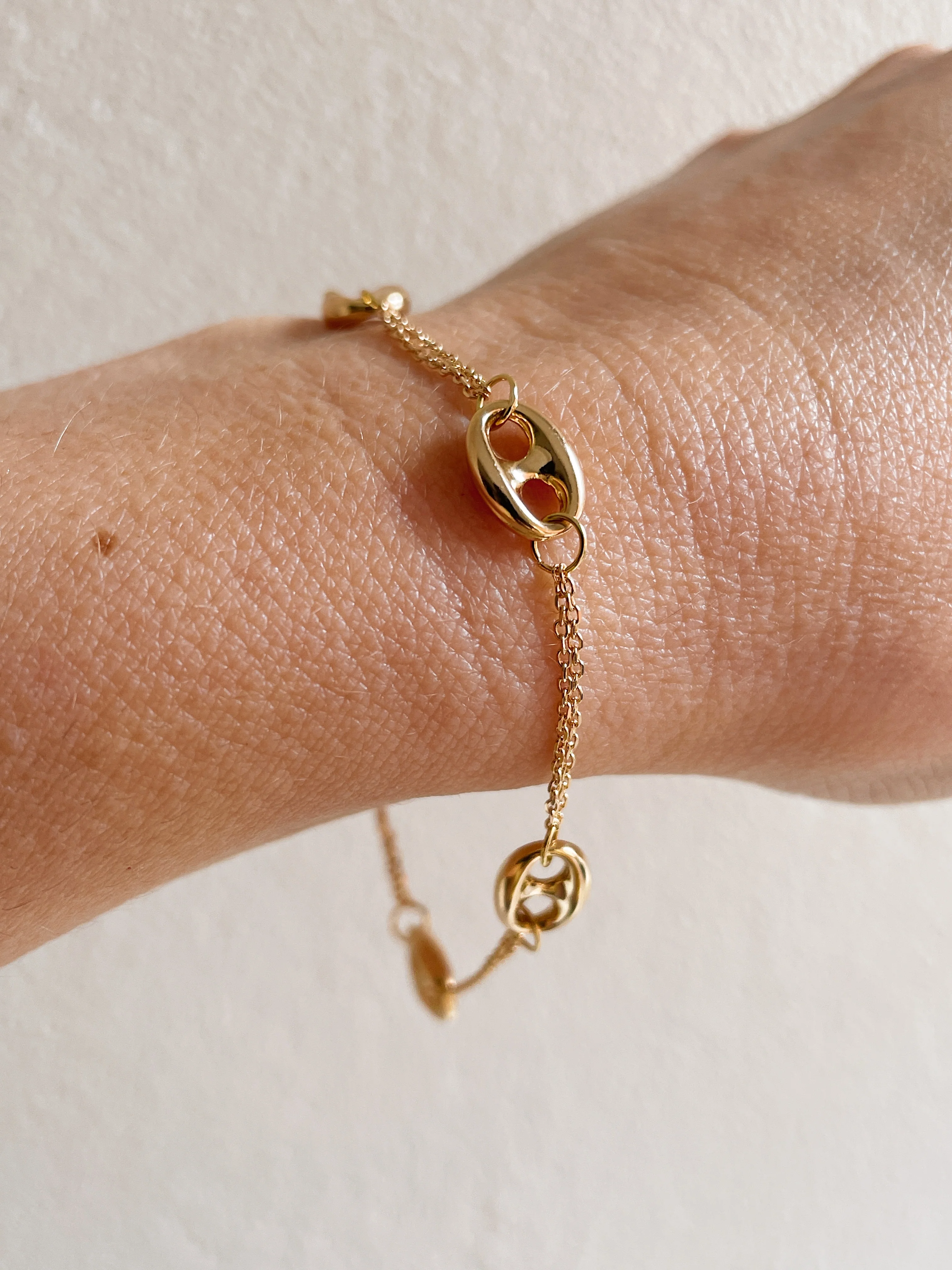 19.25k Yellow Gold Double Strand Coffee Bean Bracelet - Image 2