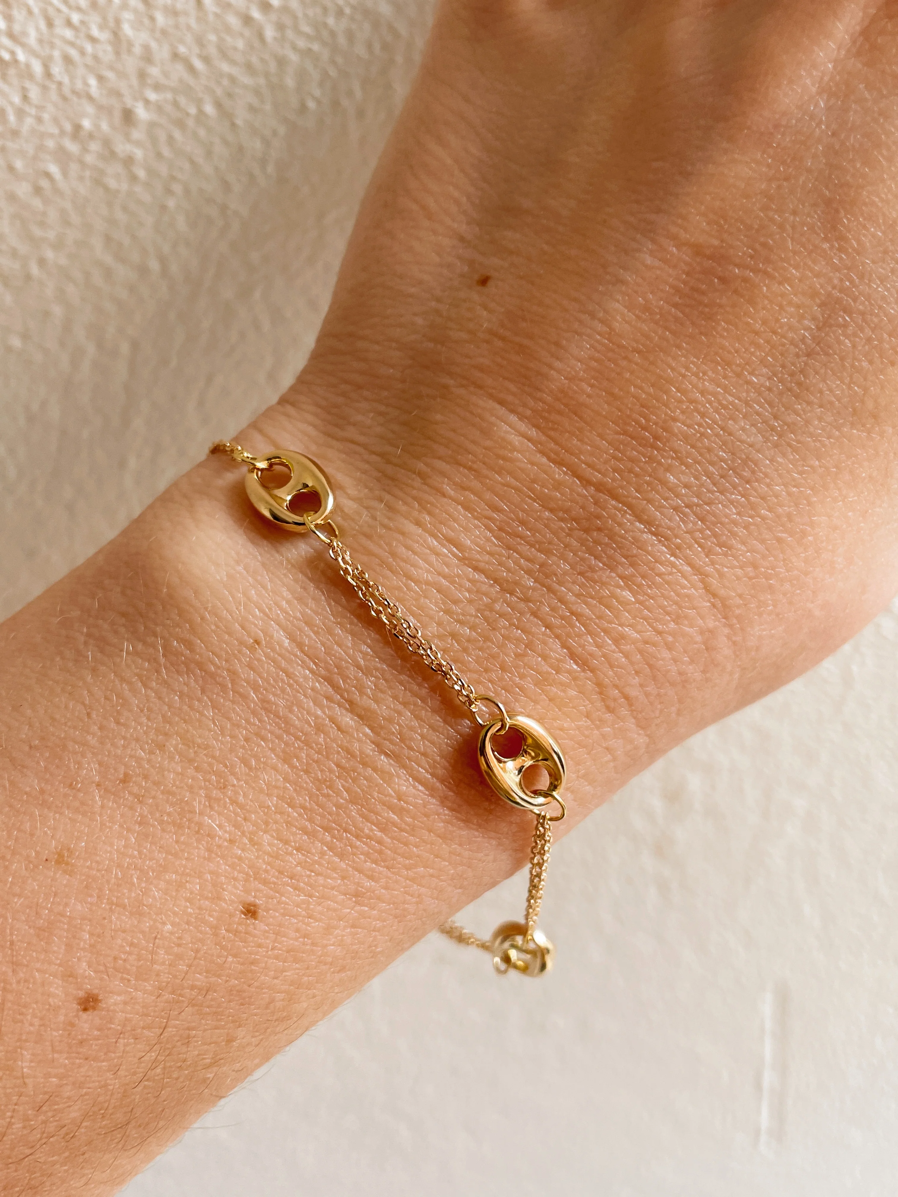 19.25k Yellow Gold Double Strand Coffee Bean Bracelet - Image 4