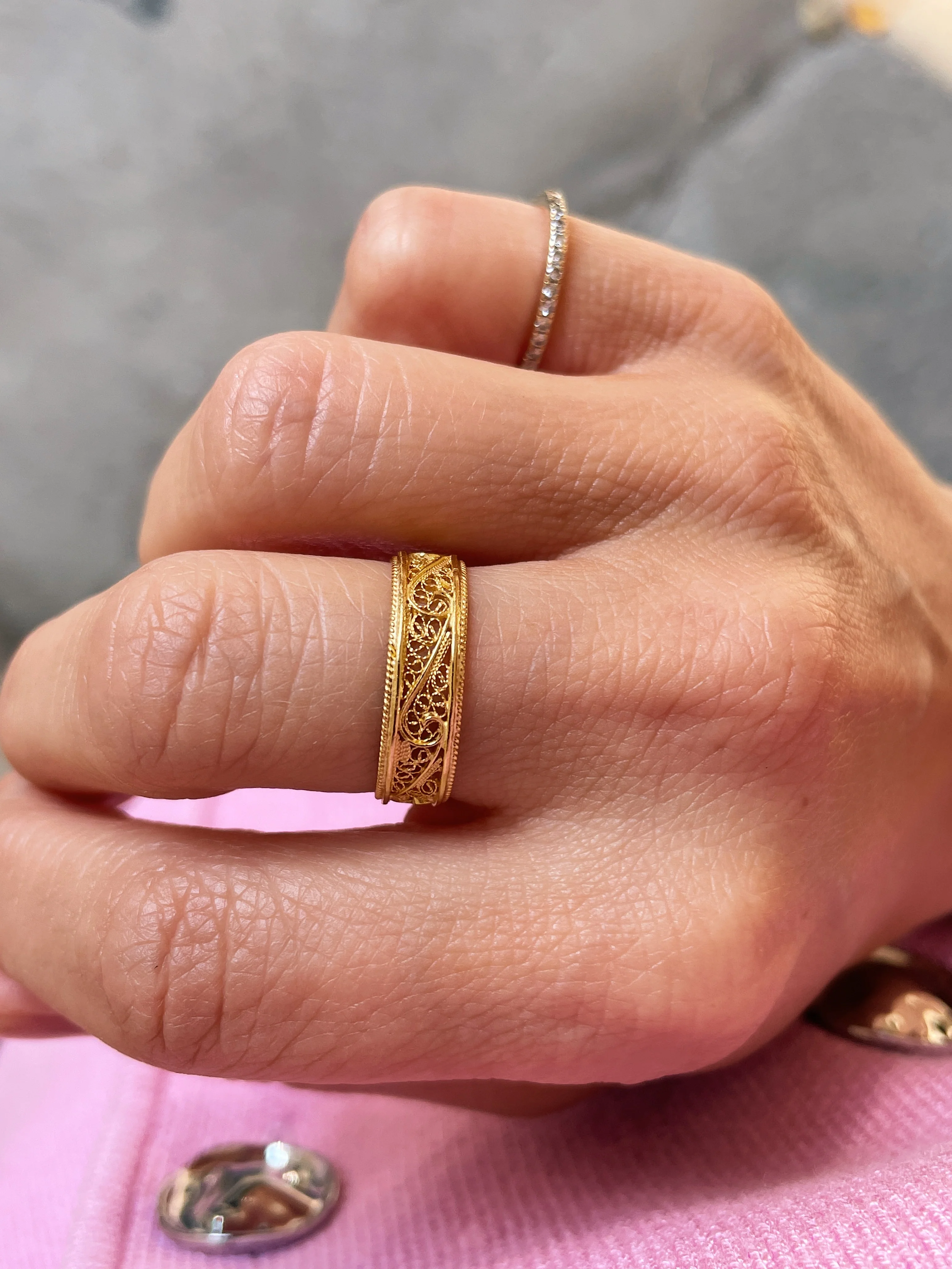 19.25k Yellow Gold Filigree Band - Image 5
