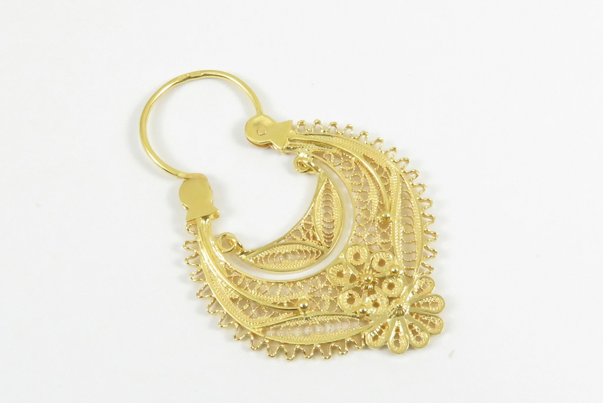 19.25k Yellow Gold Filigree Arrecadas Earrings - Large - Image 4