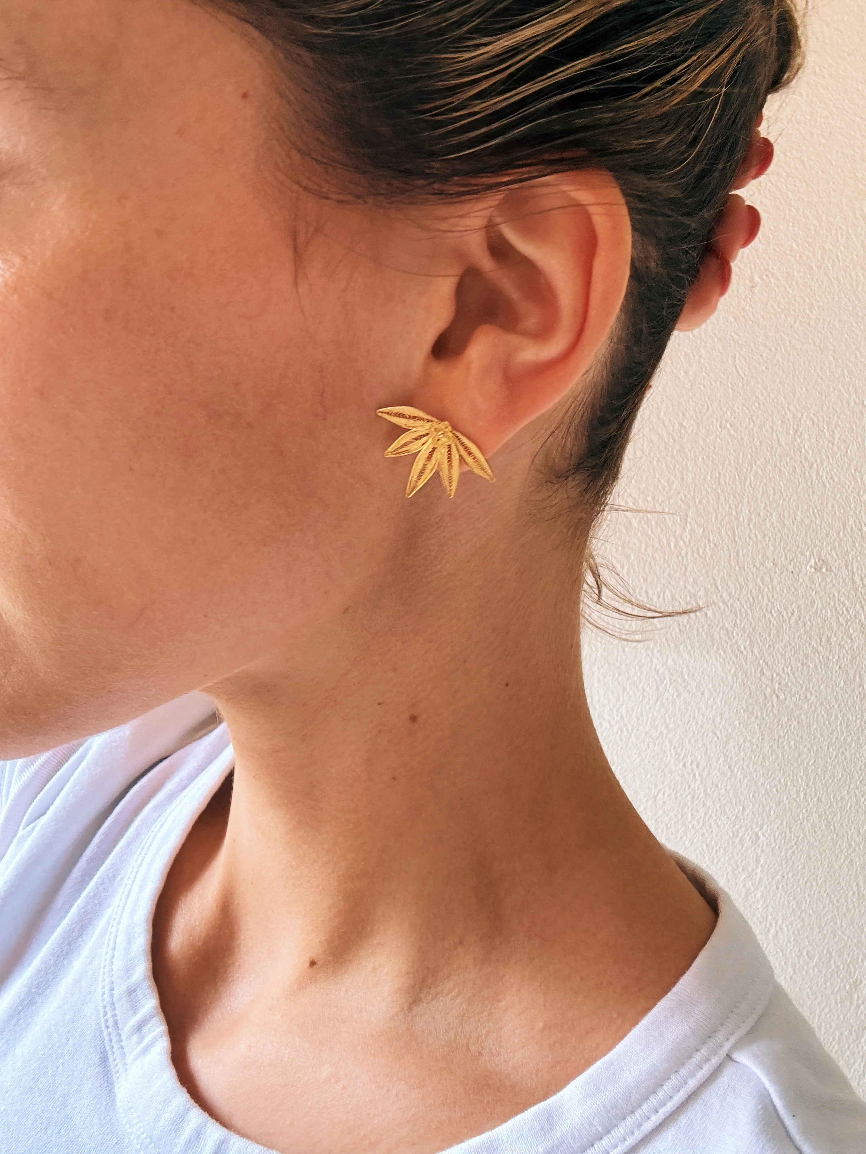 19.25k Filigree Five Petal Studs - Image 2