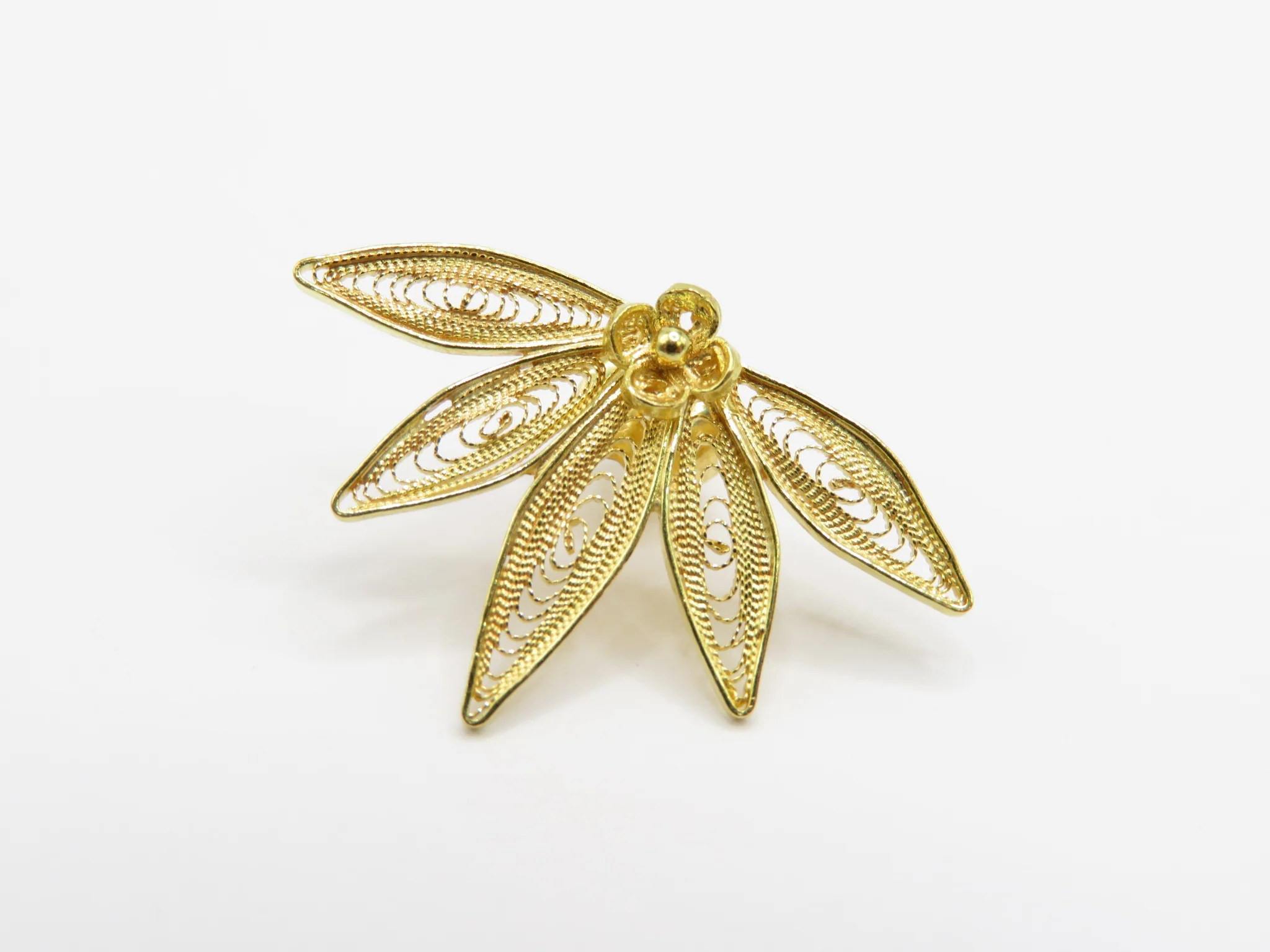19.25k Filigree Five Petal Studs - Image 4