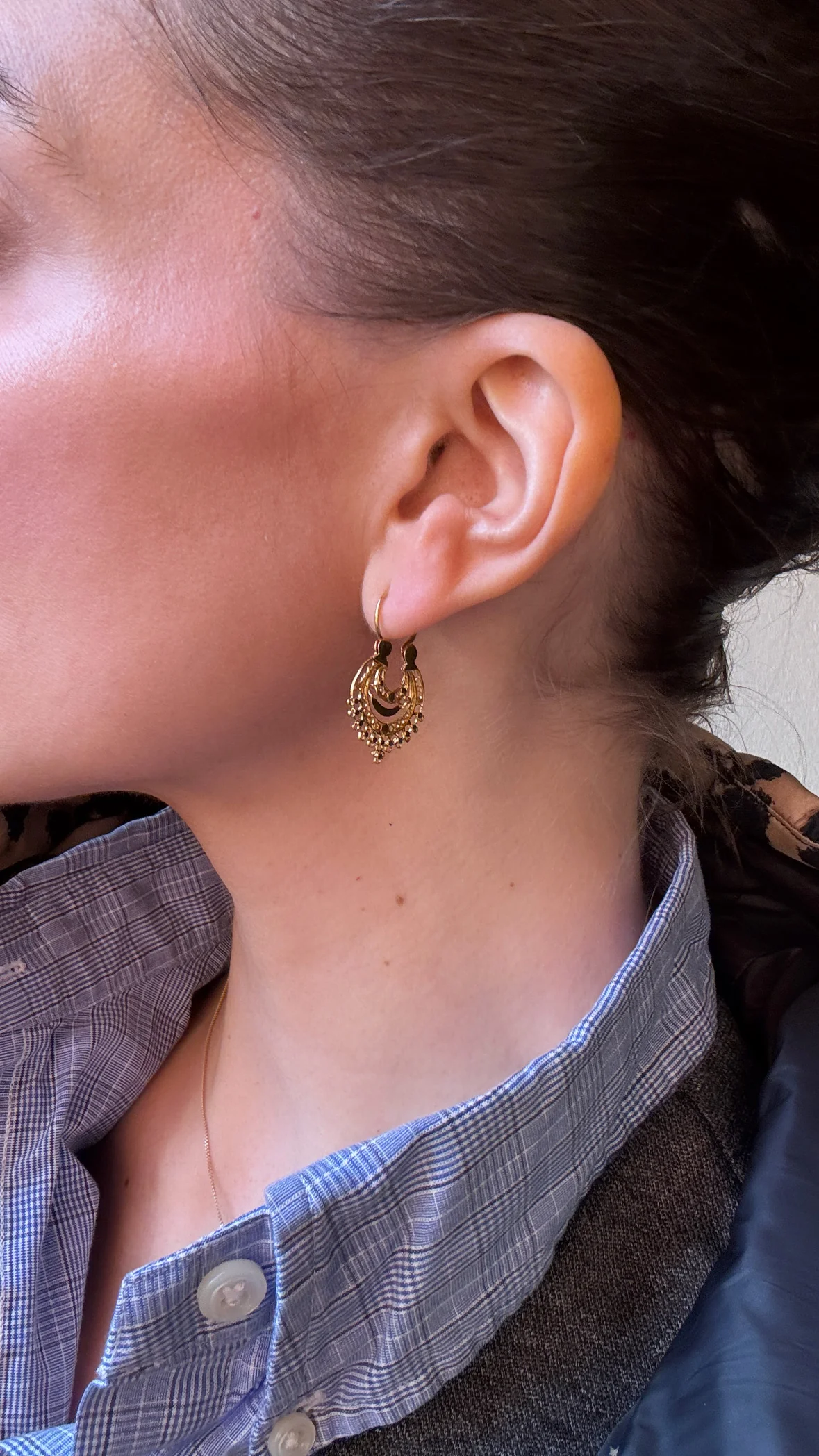 19.25k Yellow Gold Filligree Arrecadas Earrings - Small - Image 4