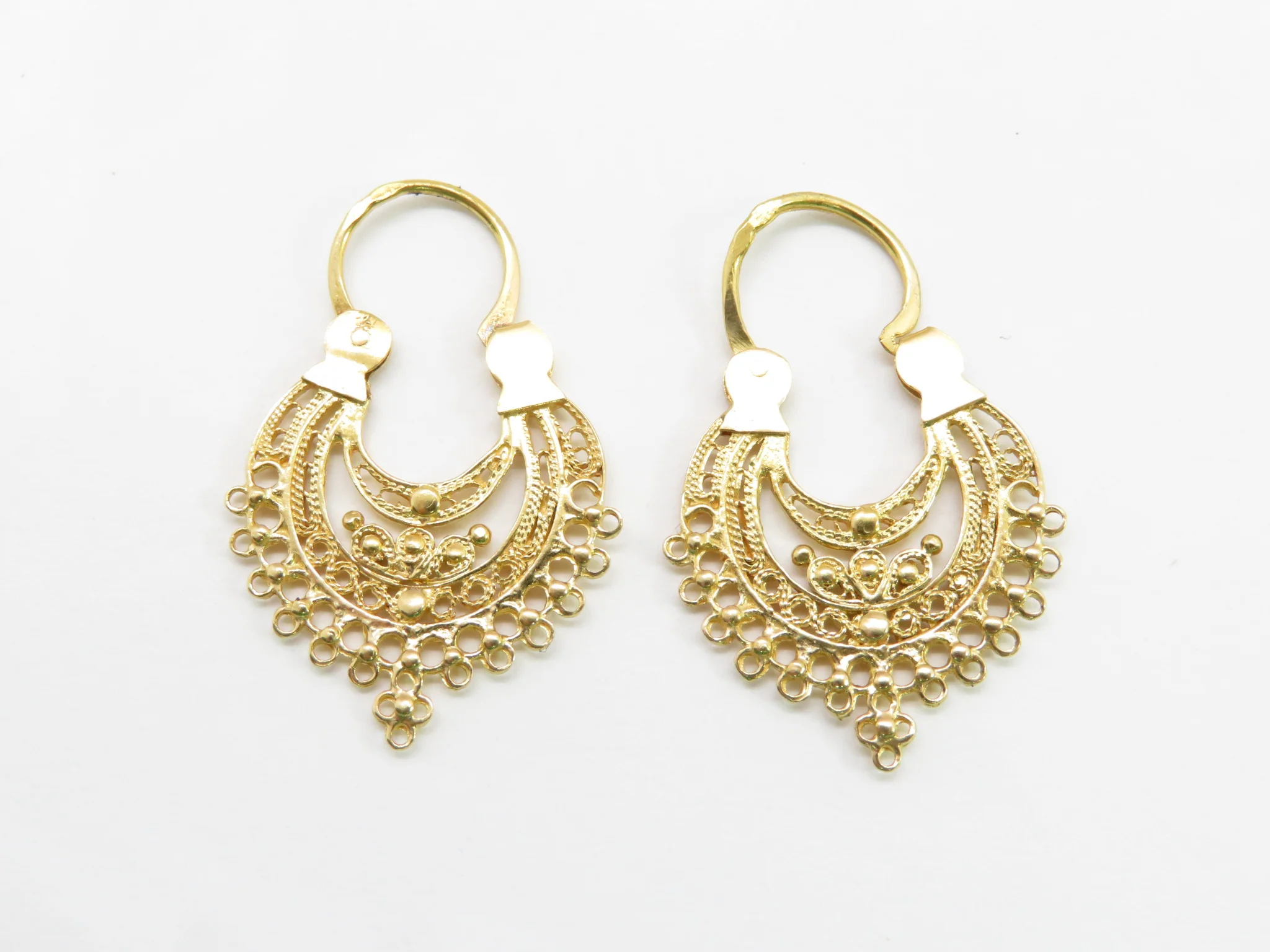 19.25k Yellow Gold Filligree Arrecadas Earrings - Small - Image 5