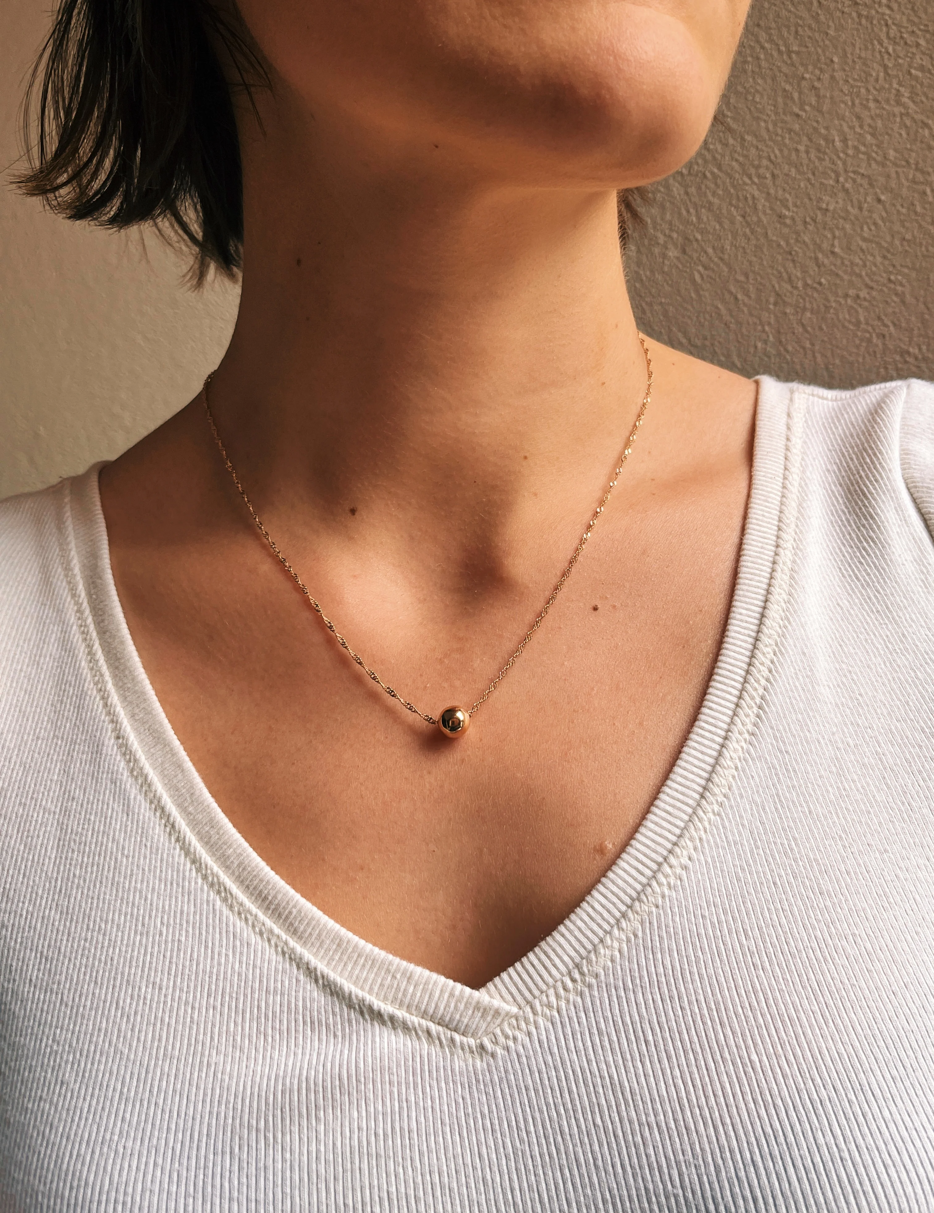 19.25k Yellow Gold Floating Bead Necklace - Image 2