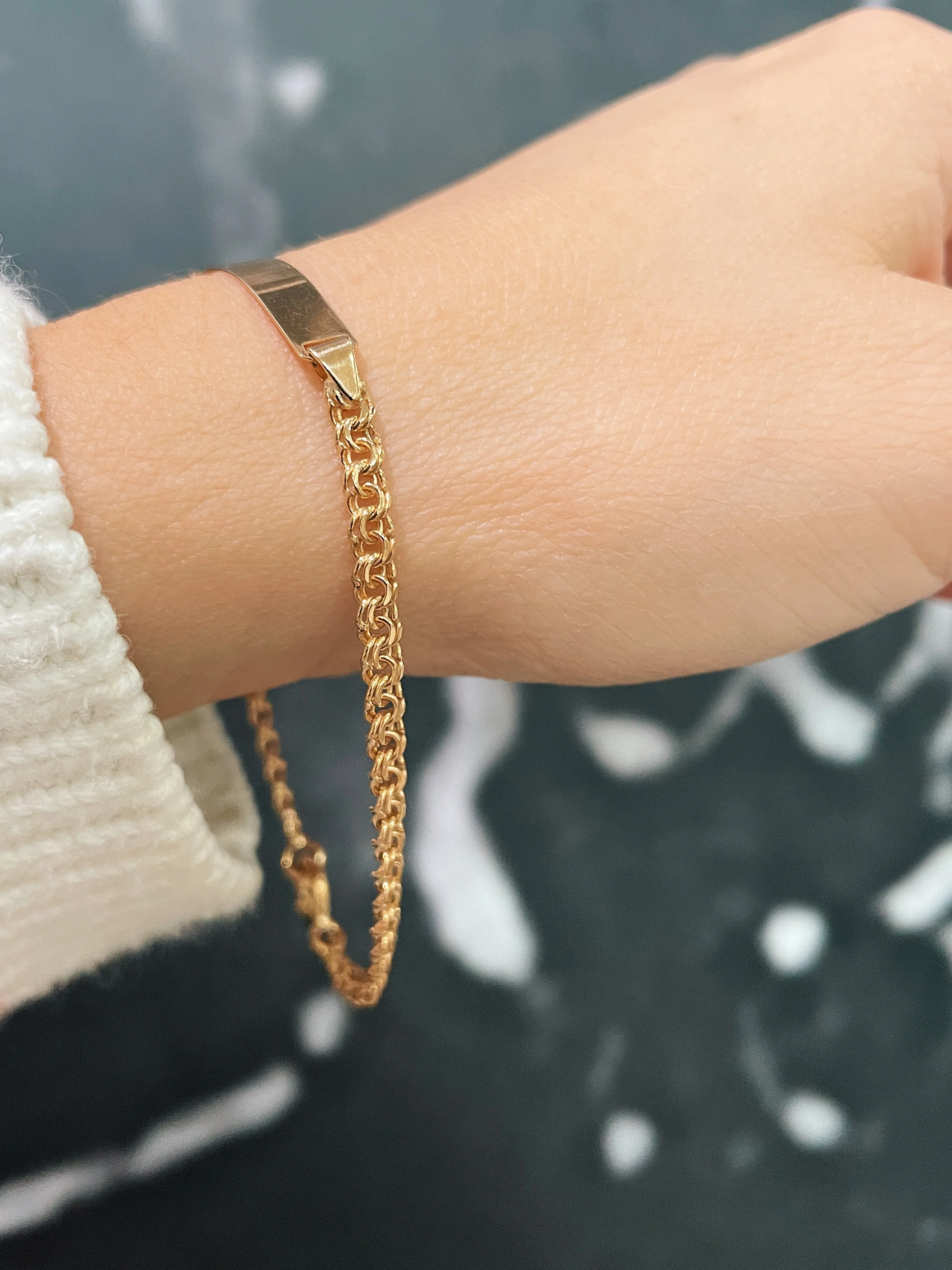 19.25k Yellow Gold Adult Frizo ID Bracelet - Image 4
