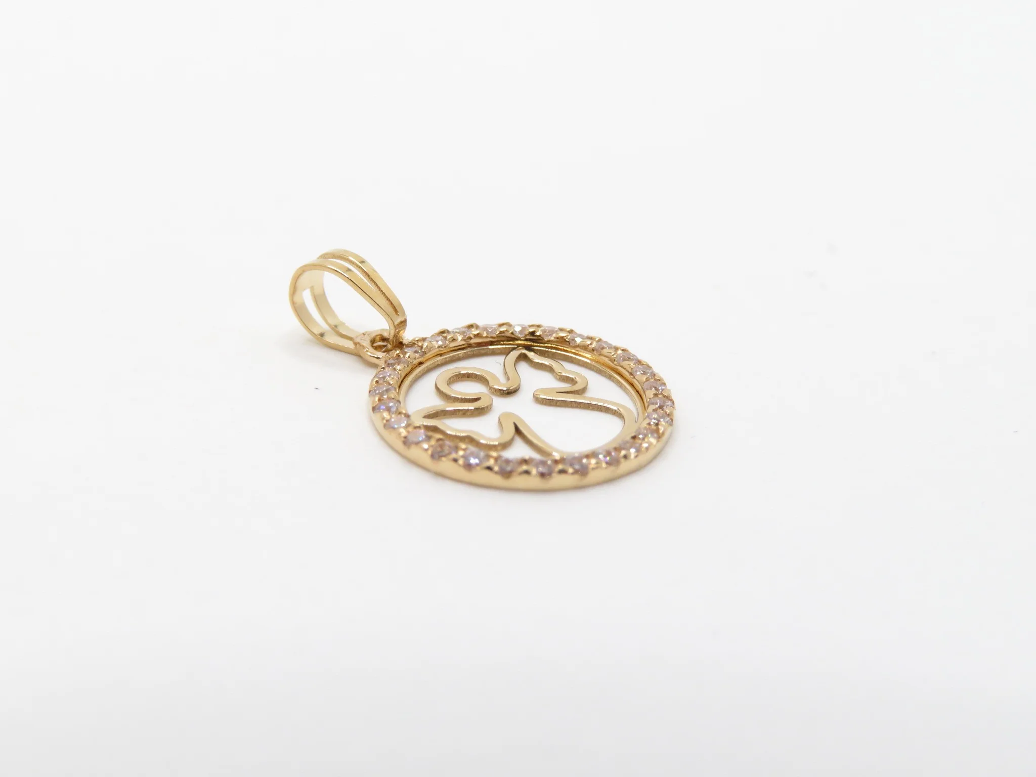 19.25k Yellow Gold Halo Angel Pendant - Image 3