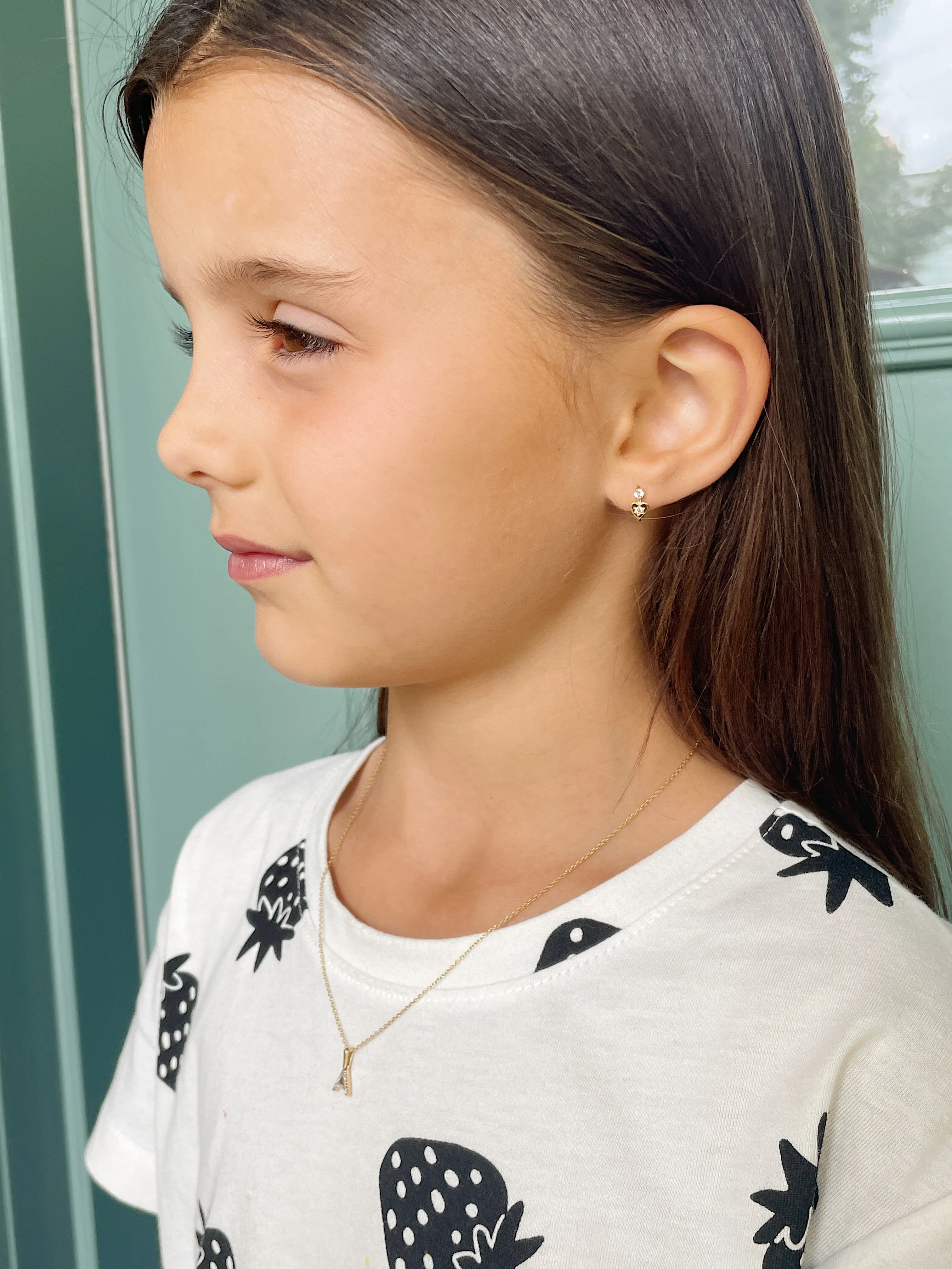19.25k Heart and Star Children's Earrings - Image 2