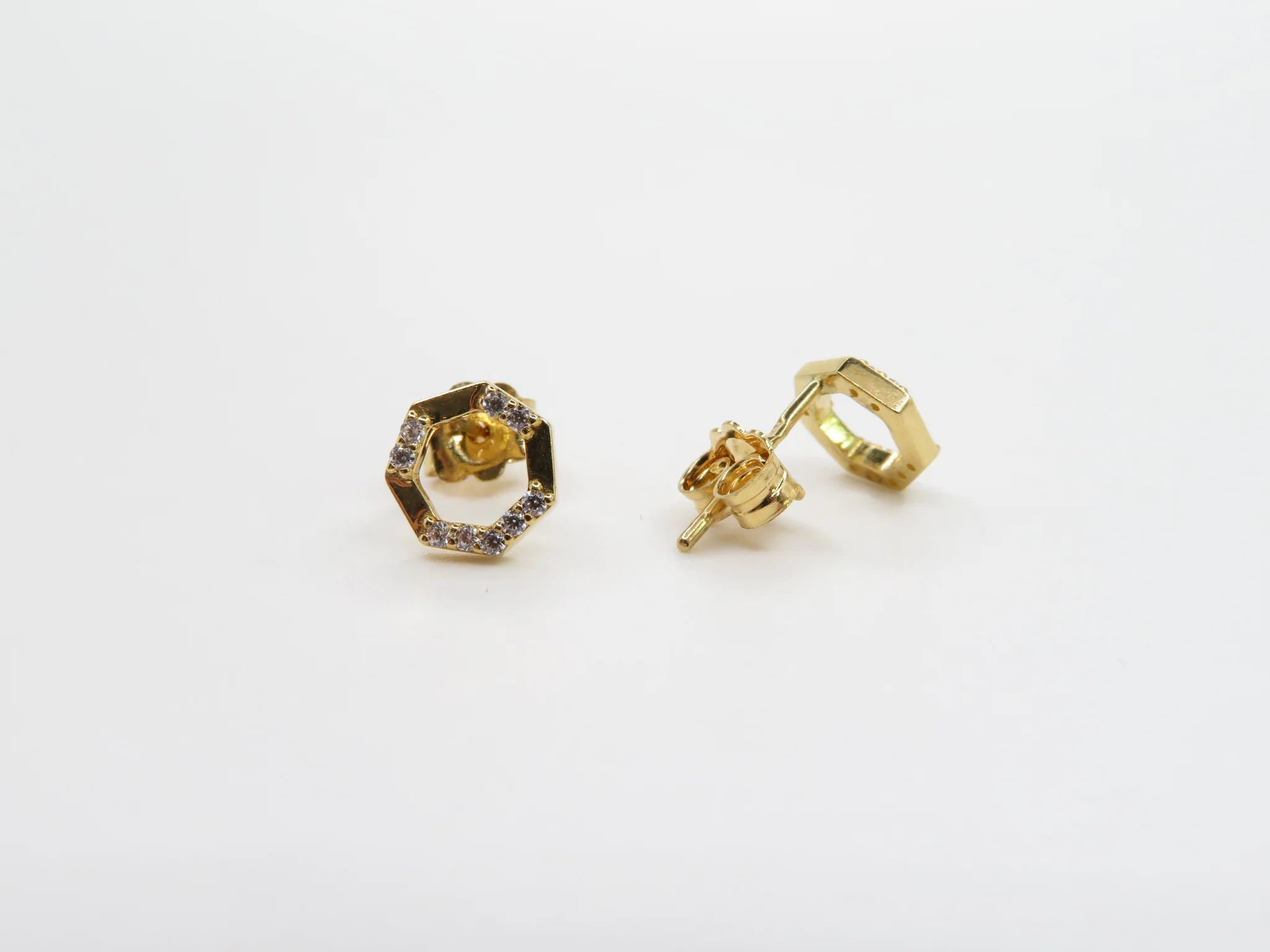 19.25k Yellow Gold Hexagon Stud Earrings