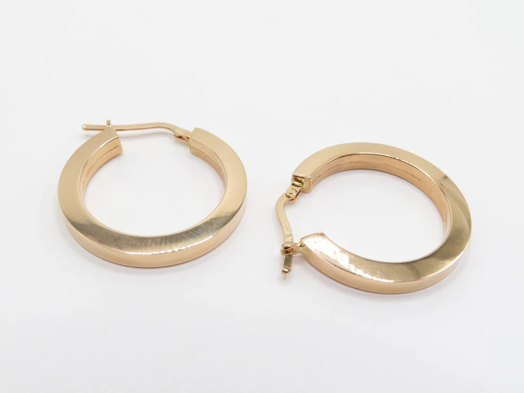 19.25k Yellow Gold Macro Flat Hoops