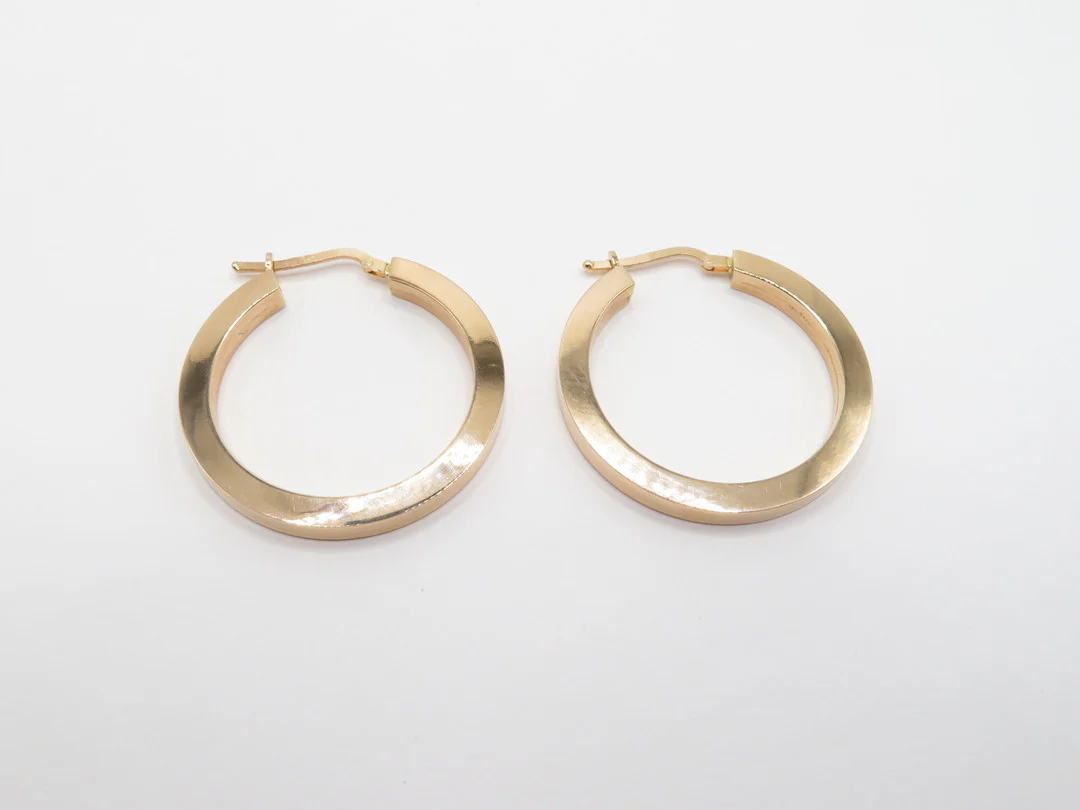 19.25k Yellow Gold Macro Flat Hoops - Image 3