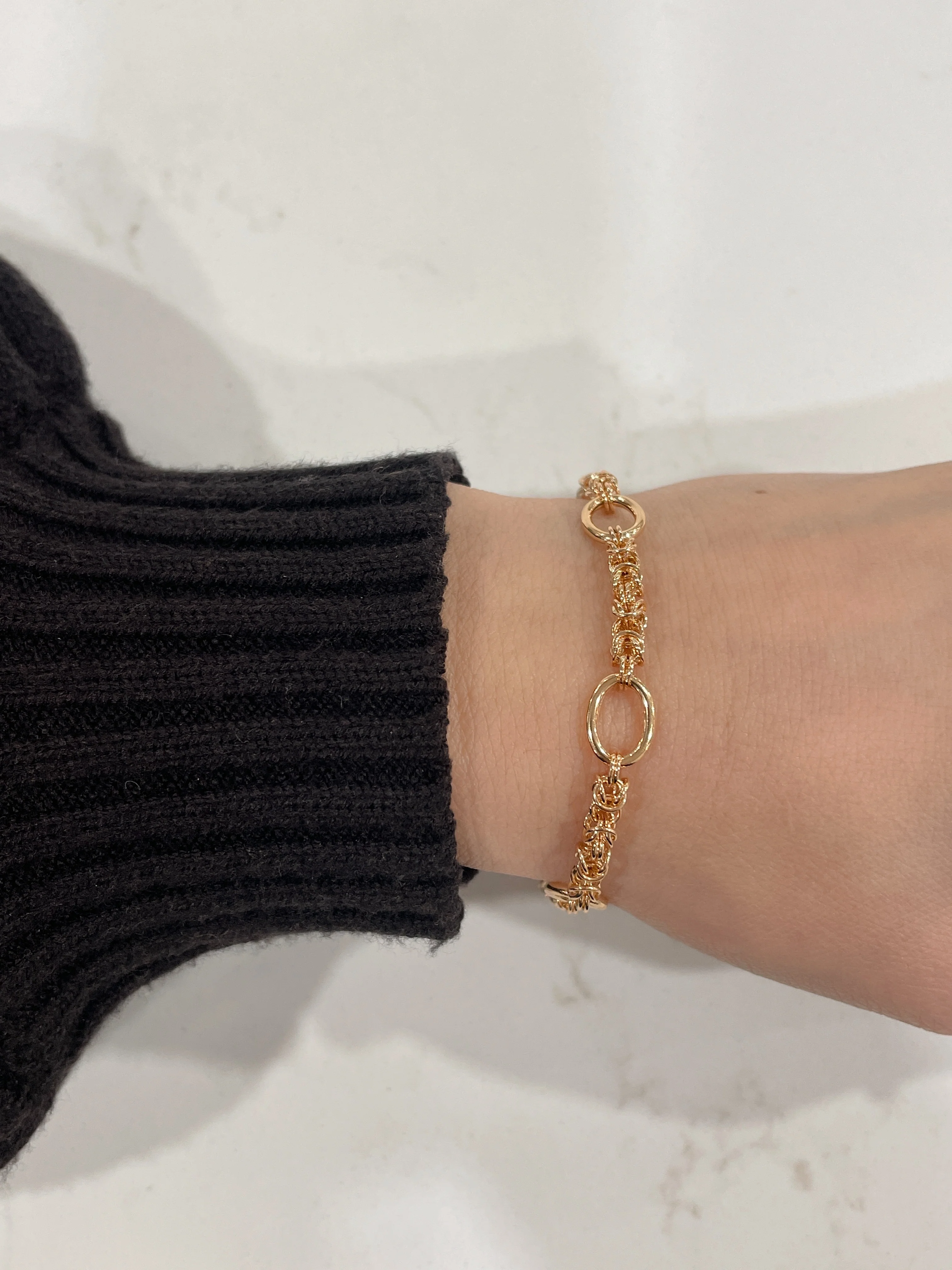 19.25k Yellow Gold Mesh & Oval Link Bracelet - Image 5