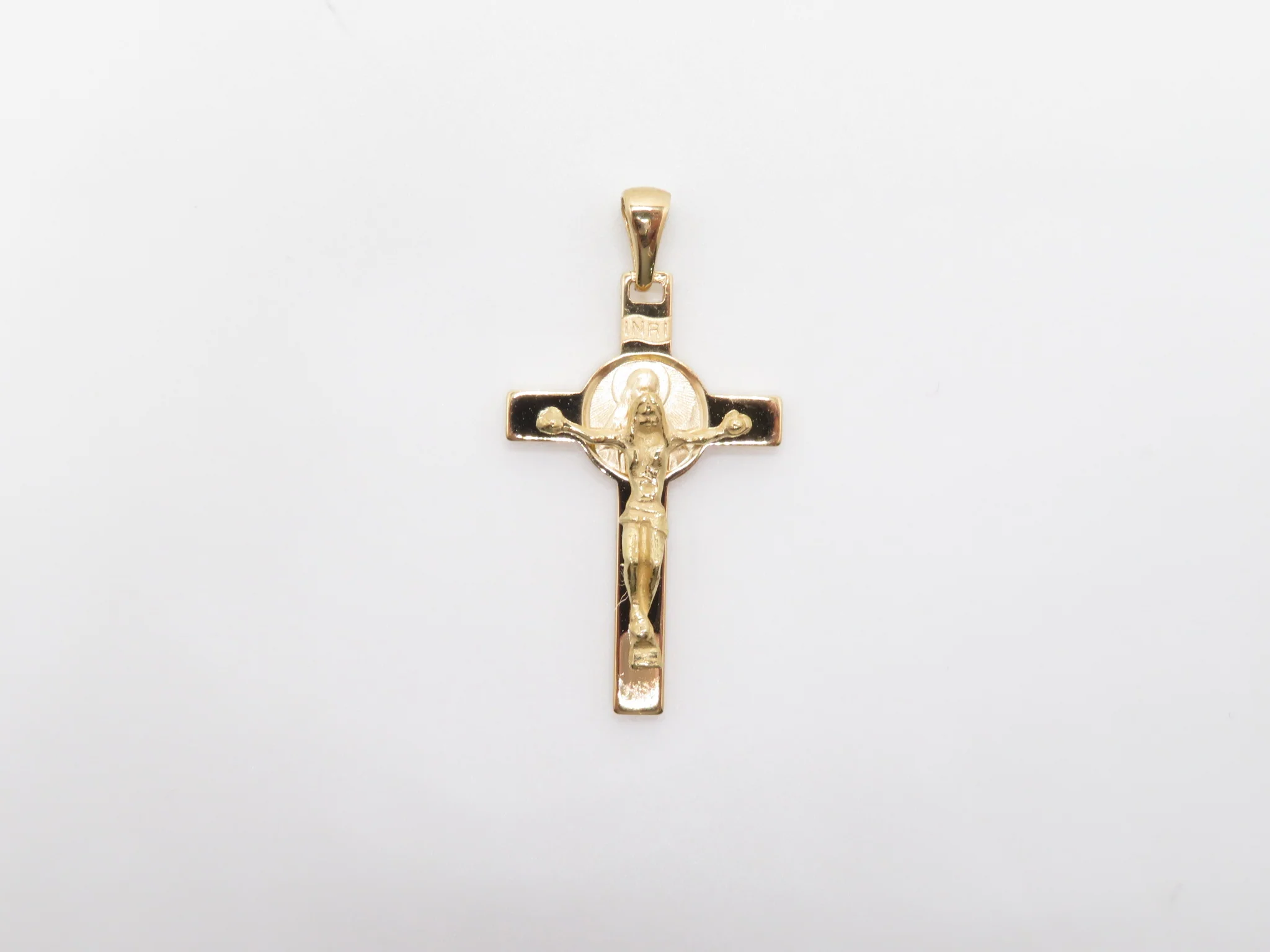 19.25k Our Lady of Carmel Scared and Heart of Jesus Crucifix Pendant - Image 3