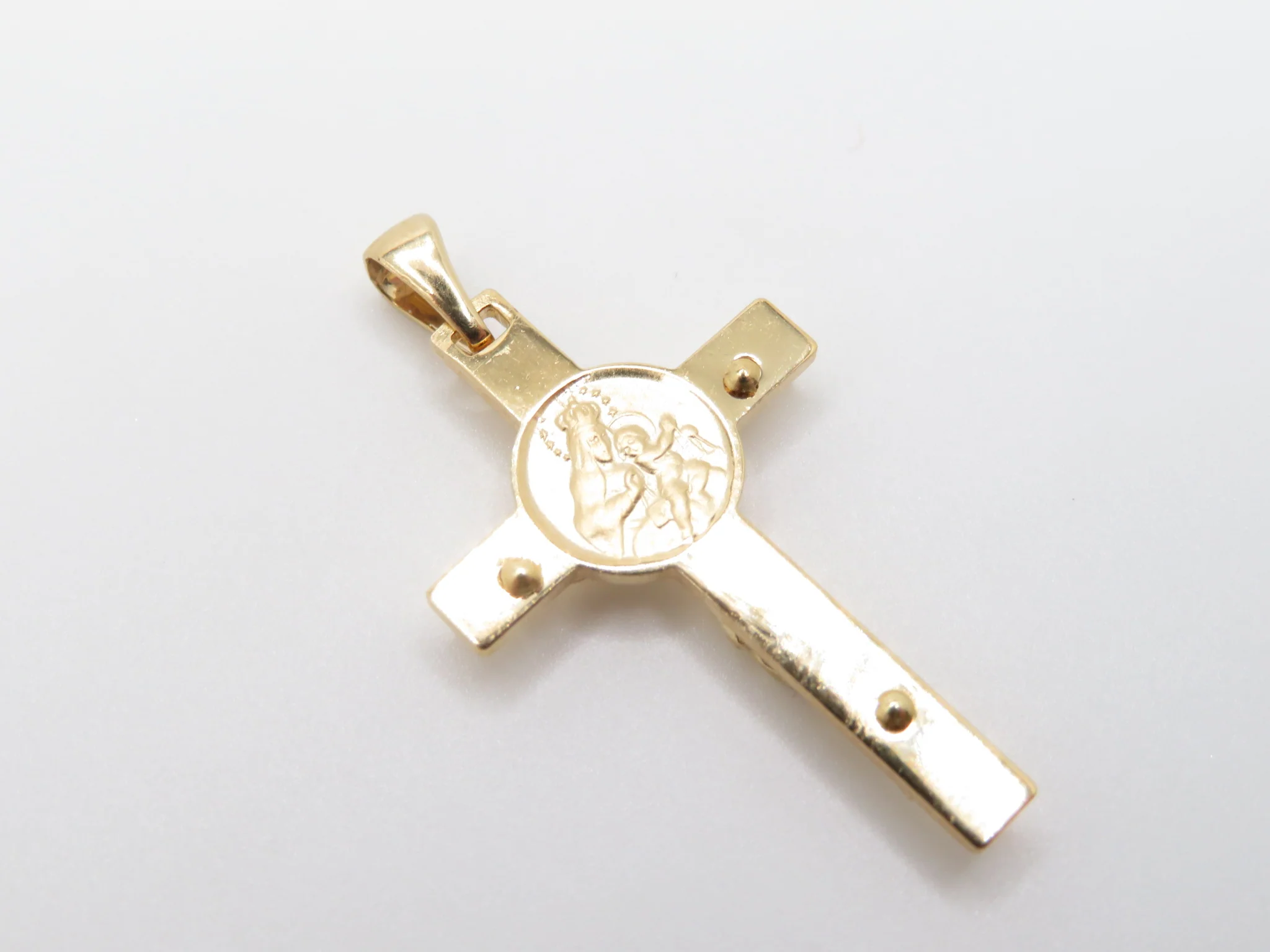 19.25k Our Lady of Carmel Scared and Heart of Jesus Crucifix Pendant - Image 4