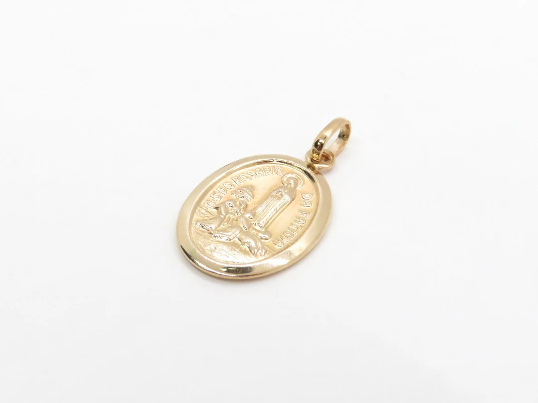 19.25k Yellow Gold Oval Our Lady of Fatima Medal - Image 3