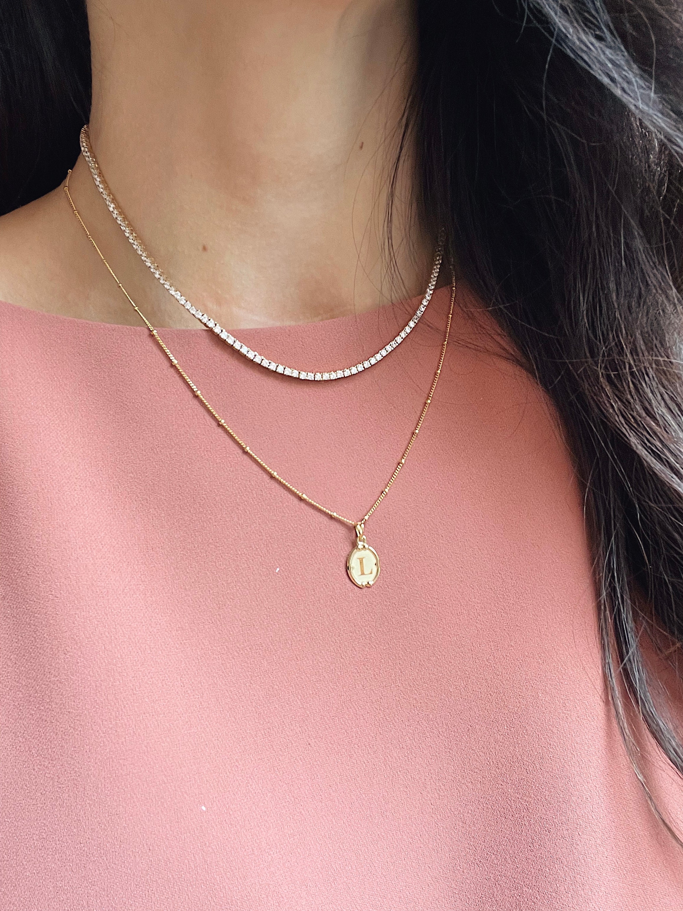 19.25k Oval Trimmed Initial Pendant - Image 4