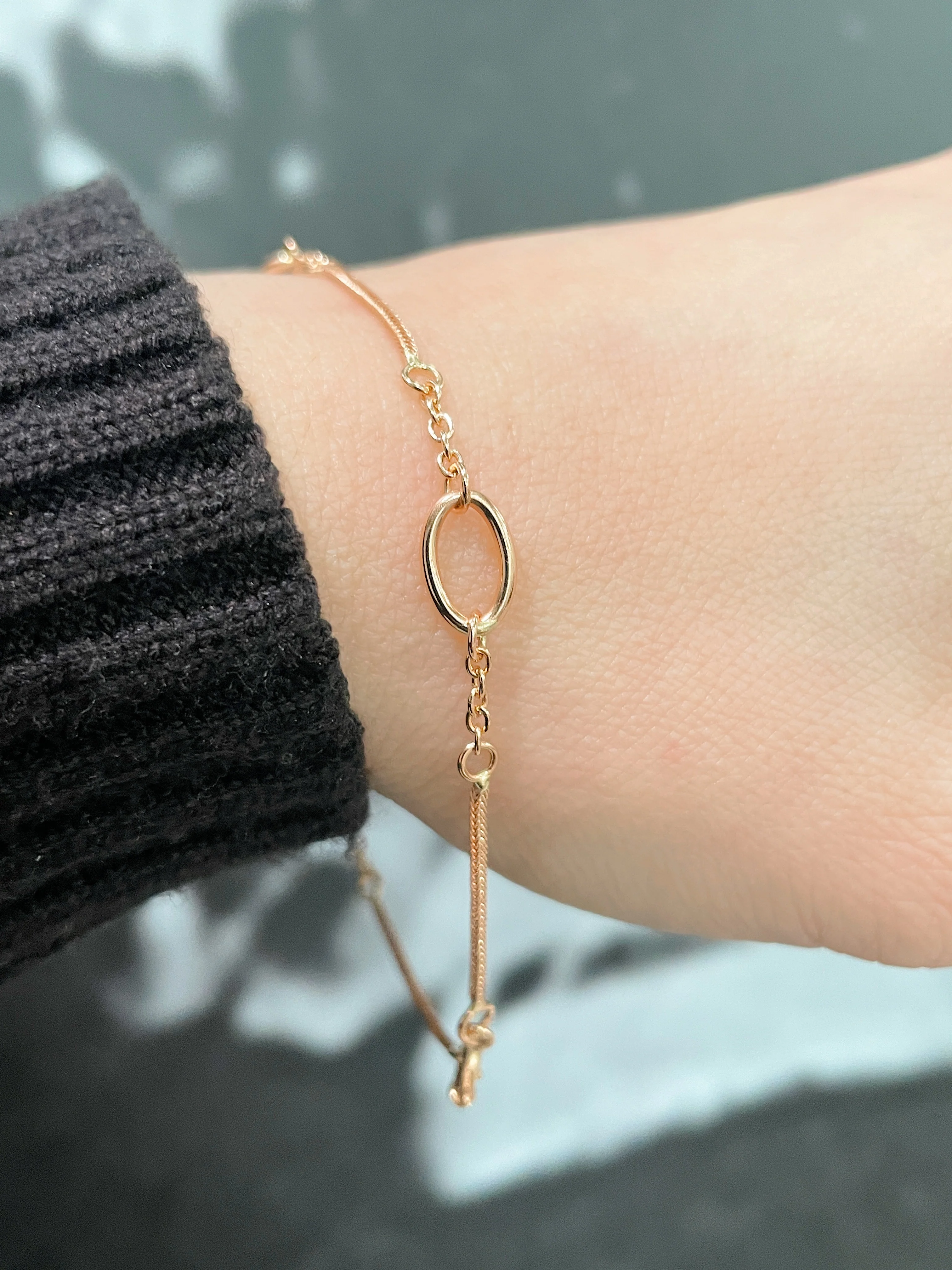 19.25k Yellow Gold Oval & Wheat Link Bracelet - Image 2