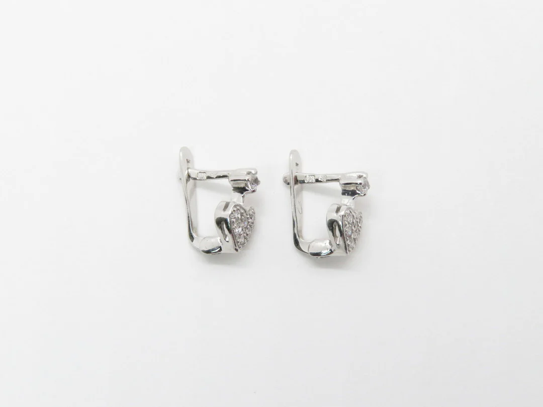 19.25k Pave Heart Earrings - - Image 4