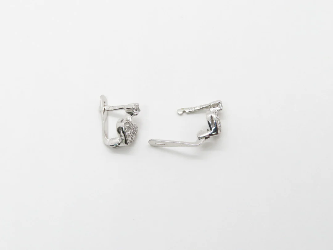 19.25k Pave Heart Earrings - - Image 6
