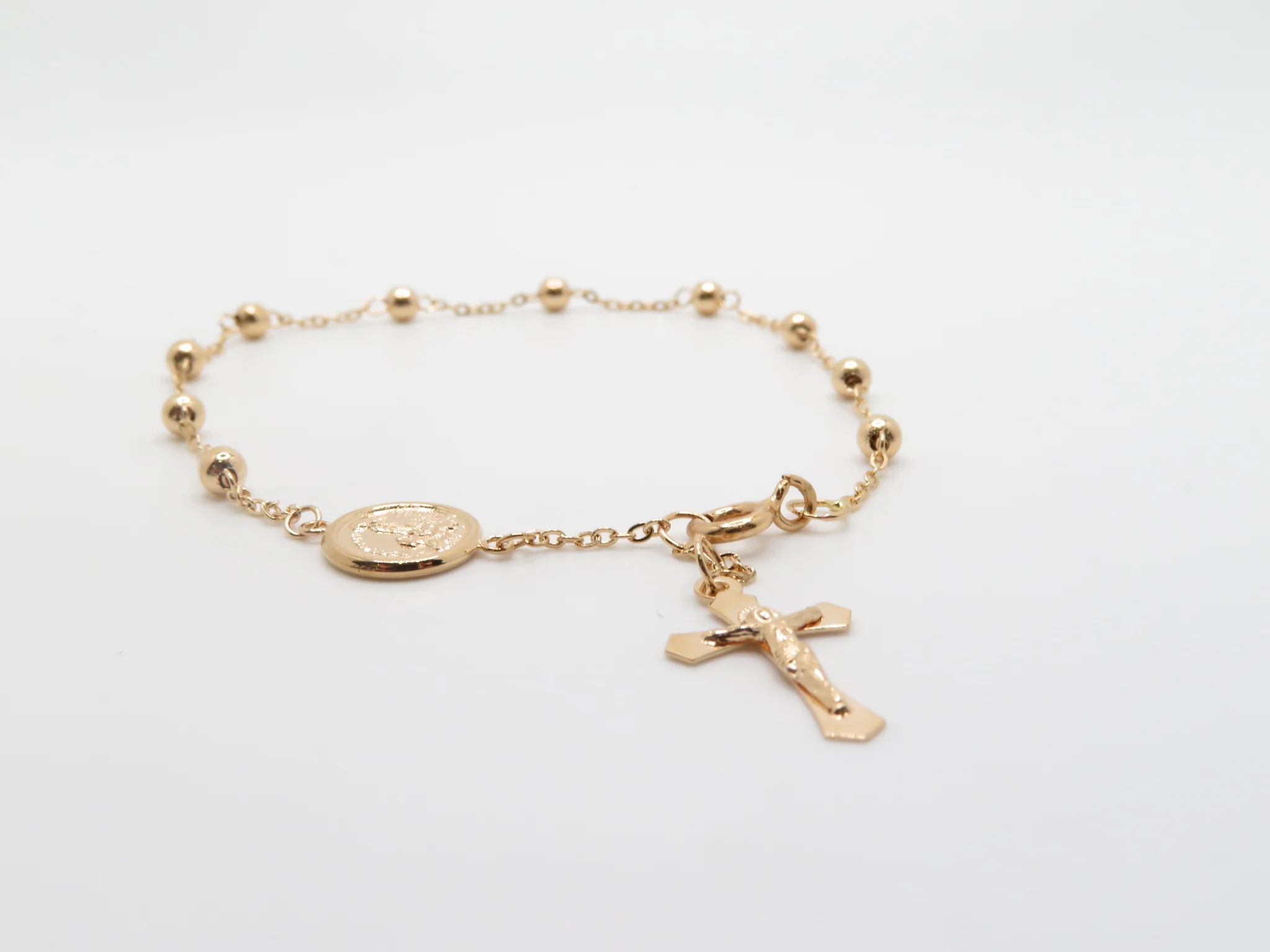 19.25k Yellow Gold Rosary Station Bead Bracelet