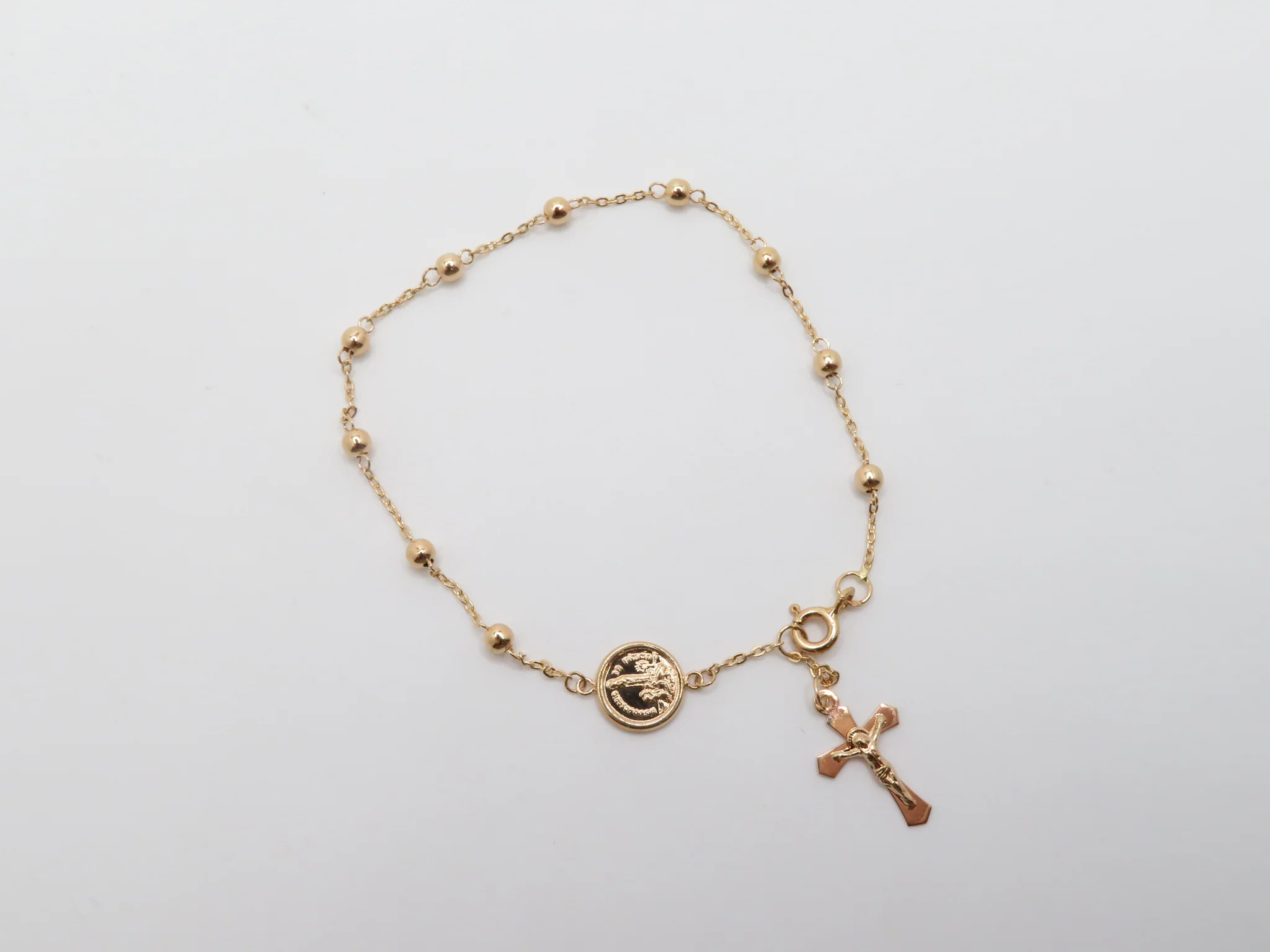 19.25k Yellow Gold Rosary Station Bead Bracelet - Image 7