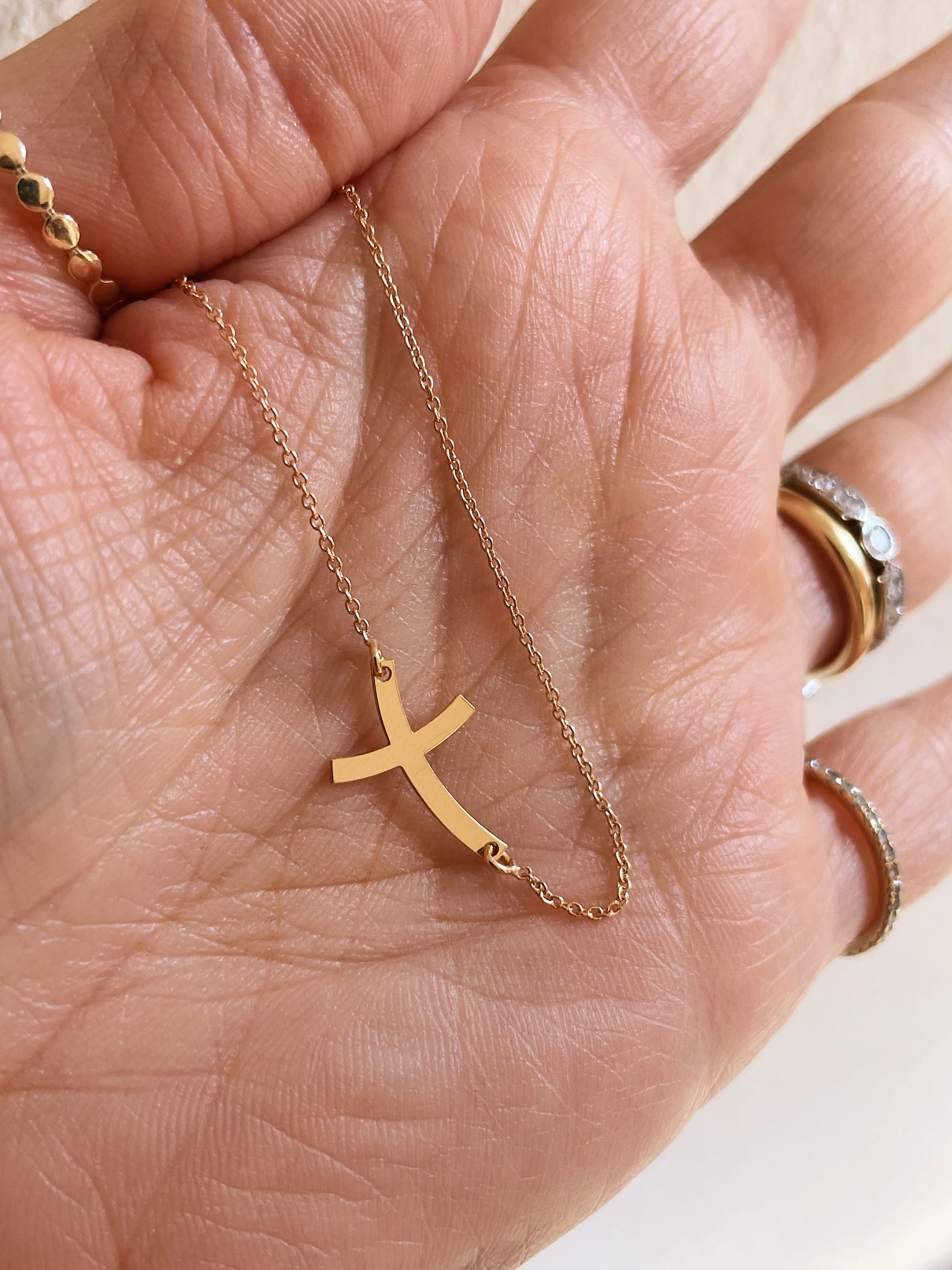 19.25k Yellow Gold Sideways Cross Necklace - Image 6
