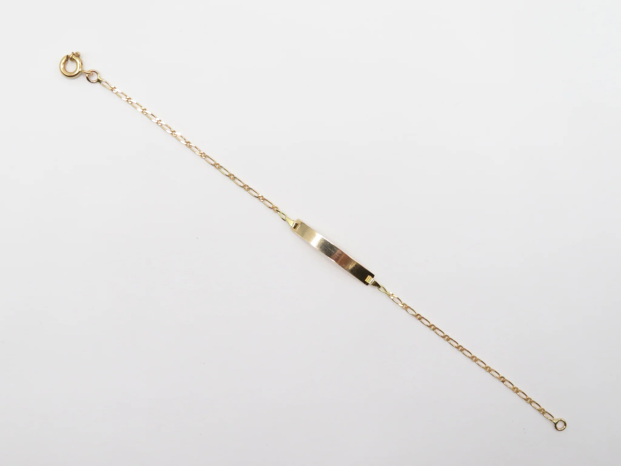 19.25k Yellow Gold Single Figaro ID Bracelet - Image 3