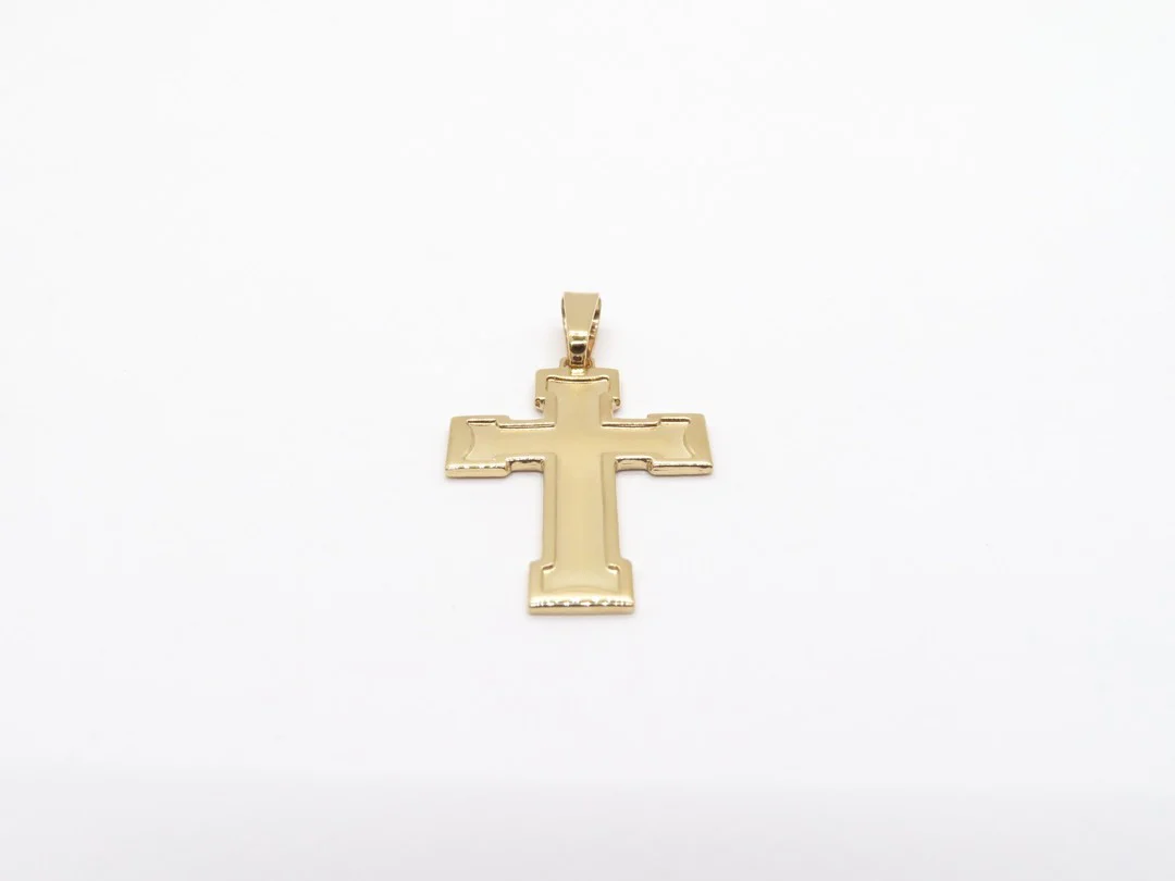 19.25k Yellow Gold Solid Crutch Cross Pendant - Image 3