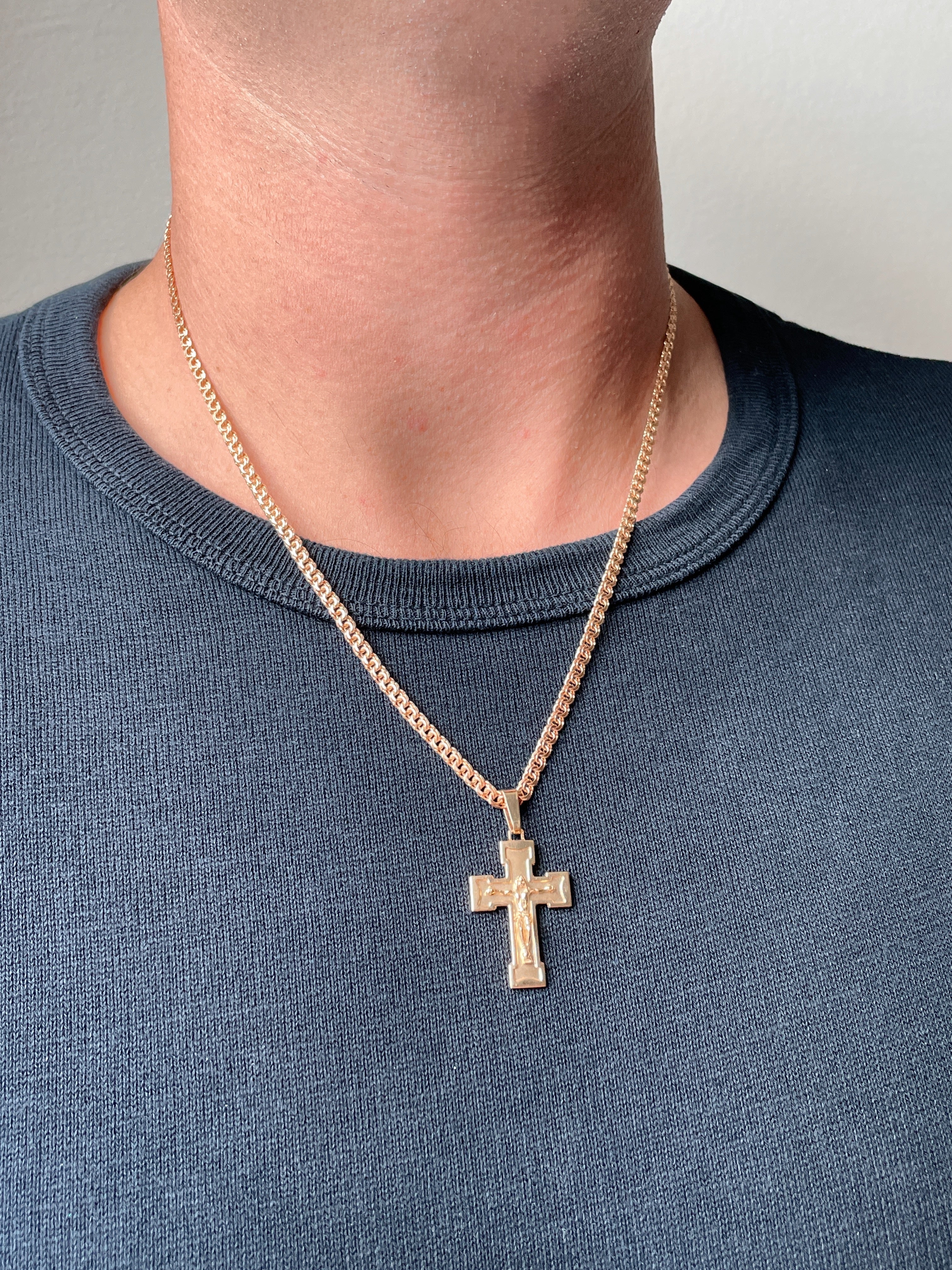 19.25k Yellow Gold Solid Crutch Cross Pendant - Image 8