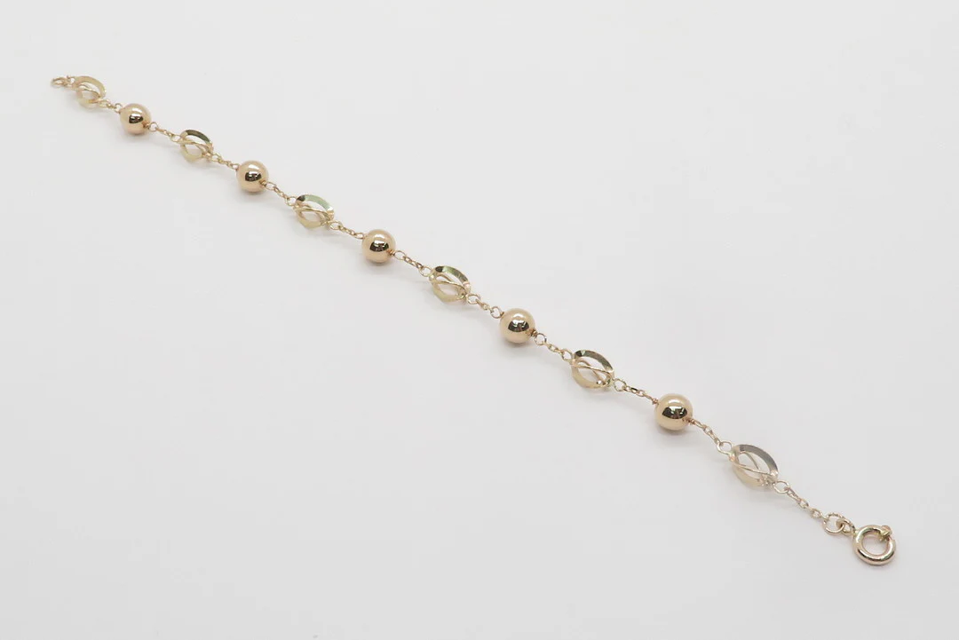 19.25k Yellow Gold Chunky Spiral and Ball Link Bracelet - Image 4